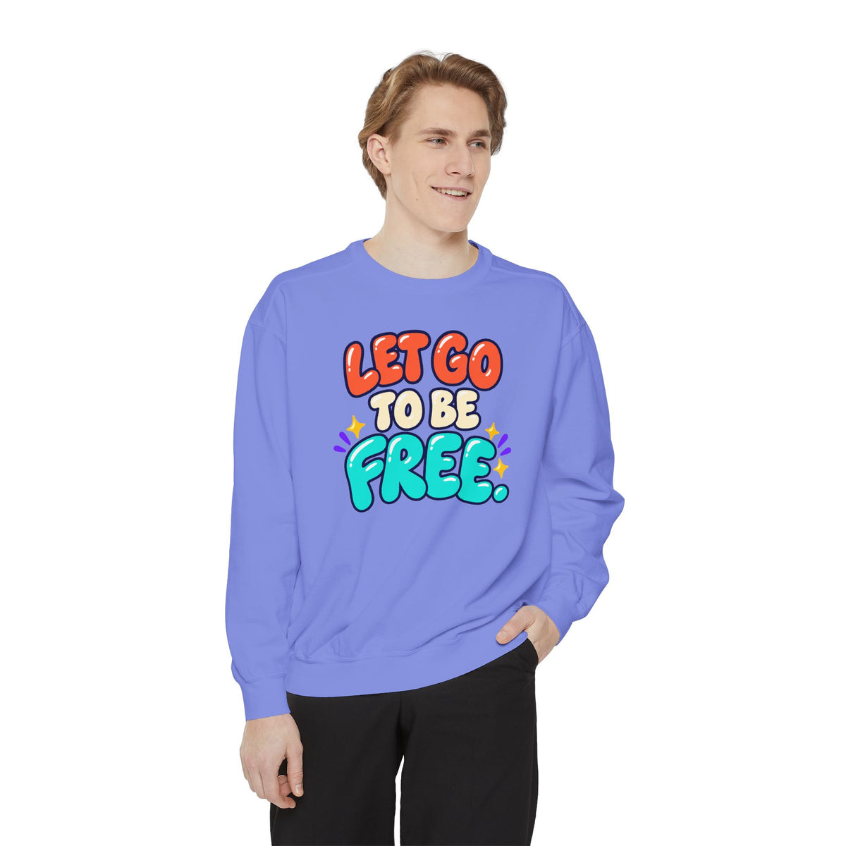 Let Go to Be Free Relaxed-Fit Sweatshirt — Lavender & Gray