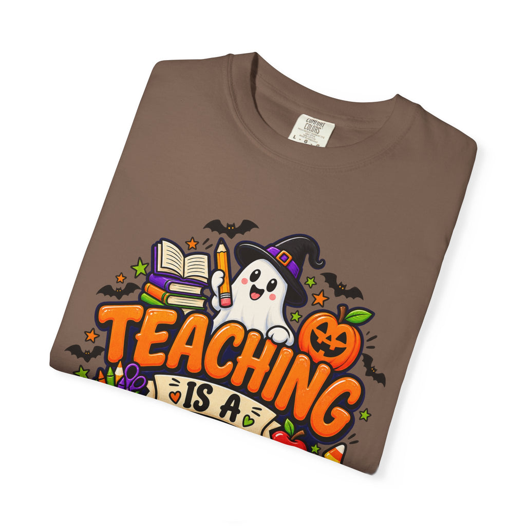 Teaching Is a Treat Halloween T-Shirt — Cute Ghost & Pumpkin Teacher Tee