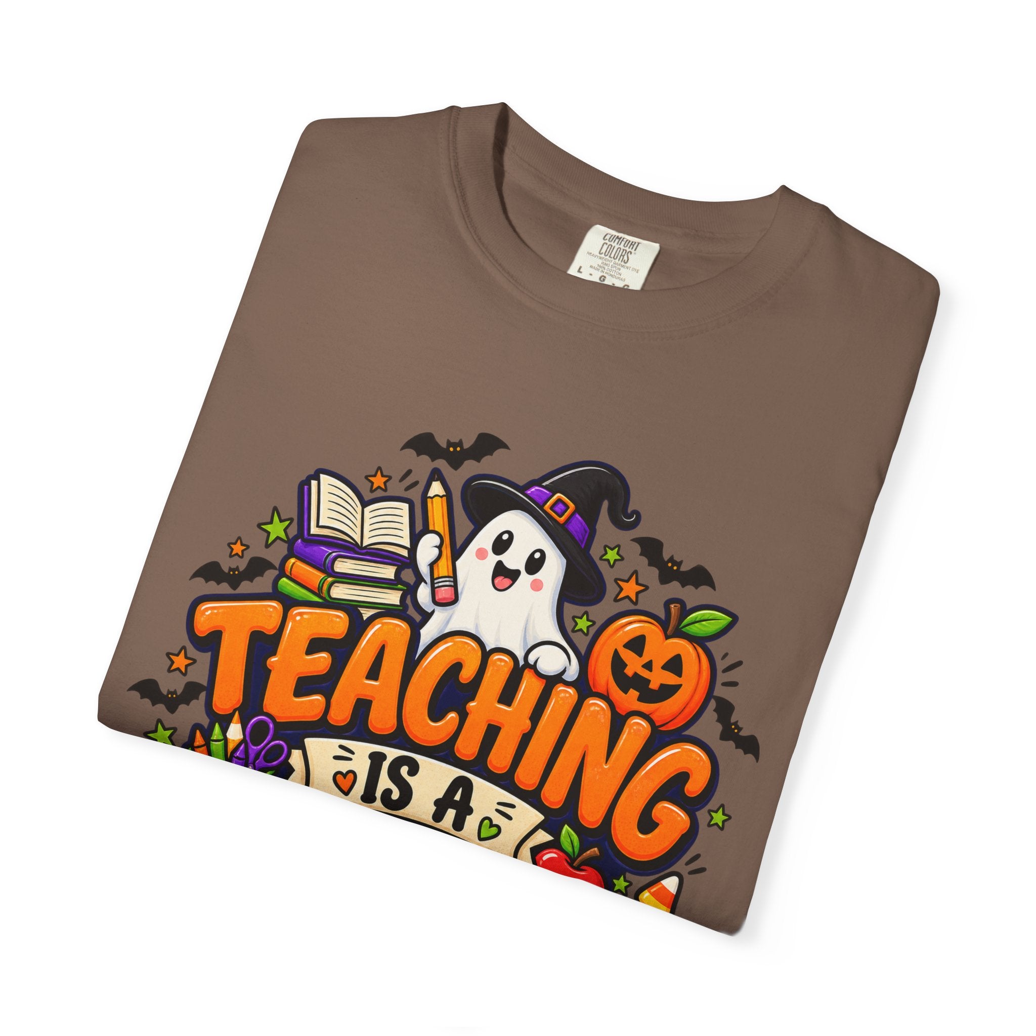 Teaching Is a Treat Halloween T-Shirt — Cute Ghost & Pumpkin Teacher Tee