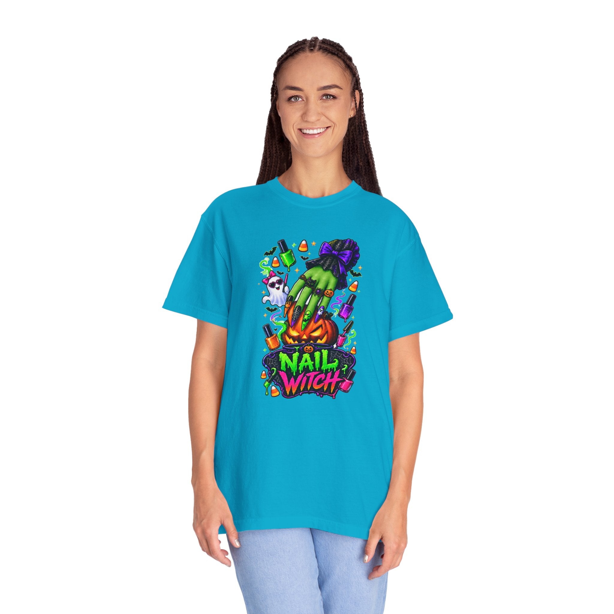 Nail Witch Halloween Tee – Adult Unisex Nail Tech & Beauty Salon Shirt