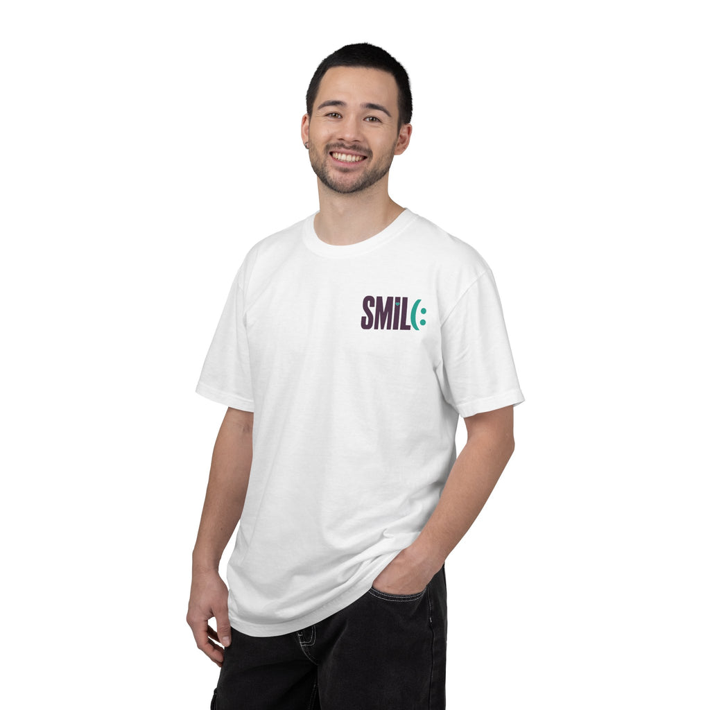 SMIL(: IT’S FREE. Front & Back Garment-Dyed Graphic Tee