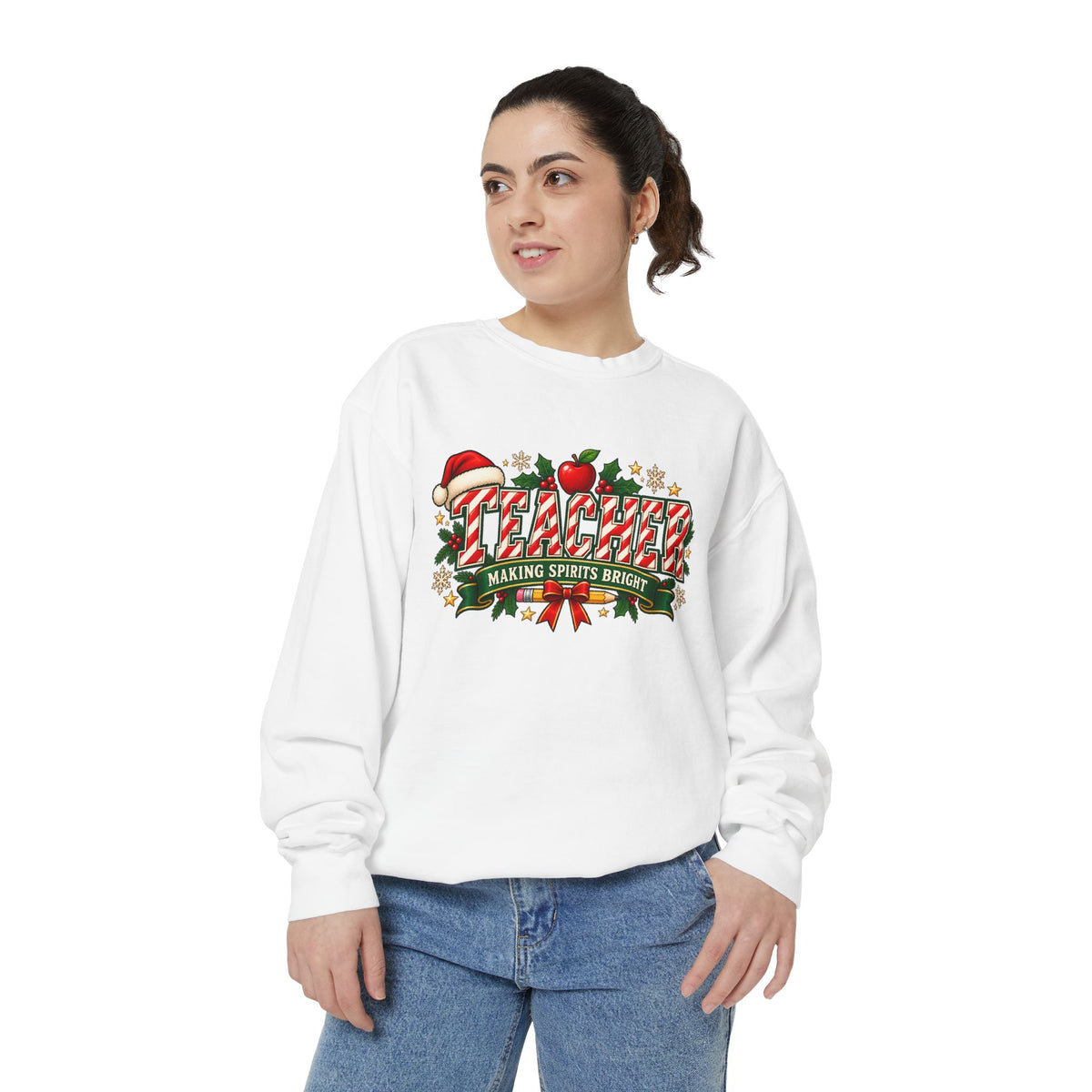 Teacher Making Spirits Bright Christmas Sweatshirt