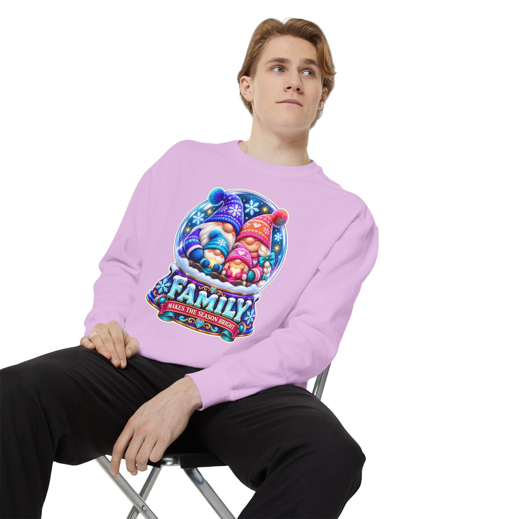Family Gnome Christmas Sweatshirt "Family Makes the Season Bright"