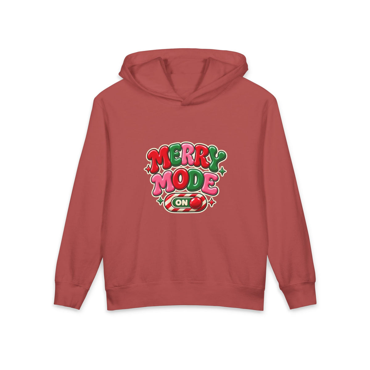 Merry Mode On Youth Hoodie — Cute Christmas Holiday Kids Sweatshirt