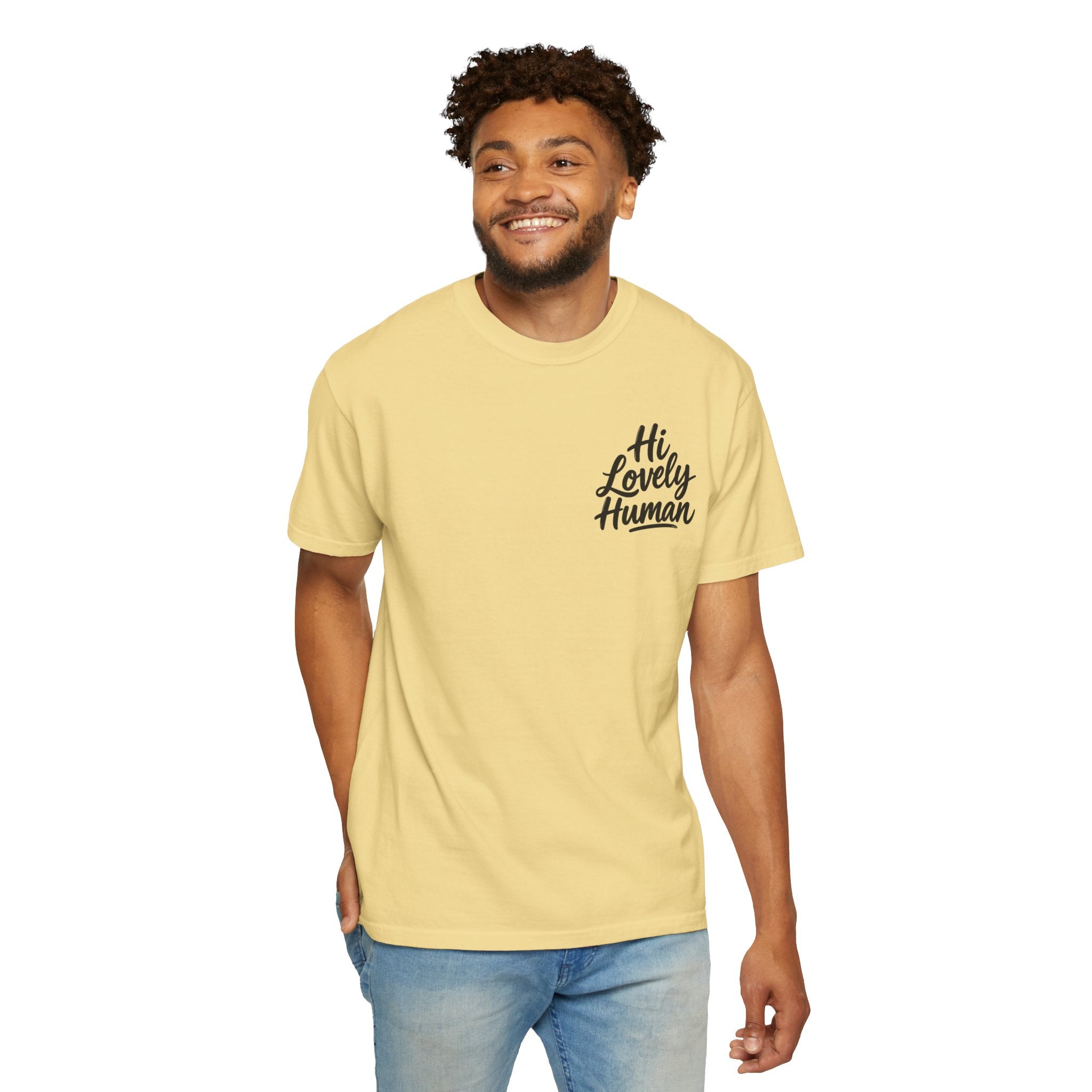 Hi Lovely Human T-Shirt – Positive Message Front & Back Adult Tee