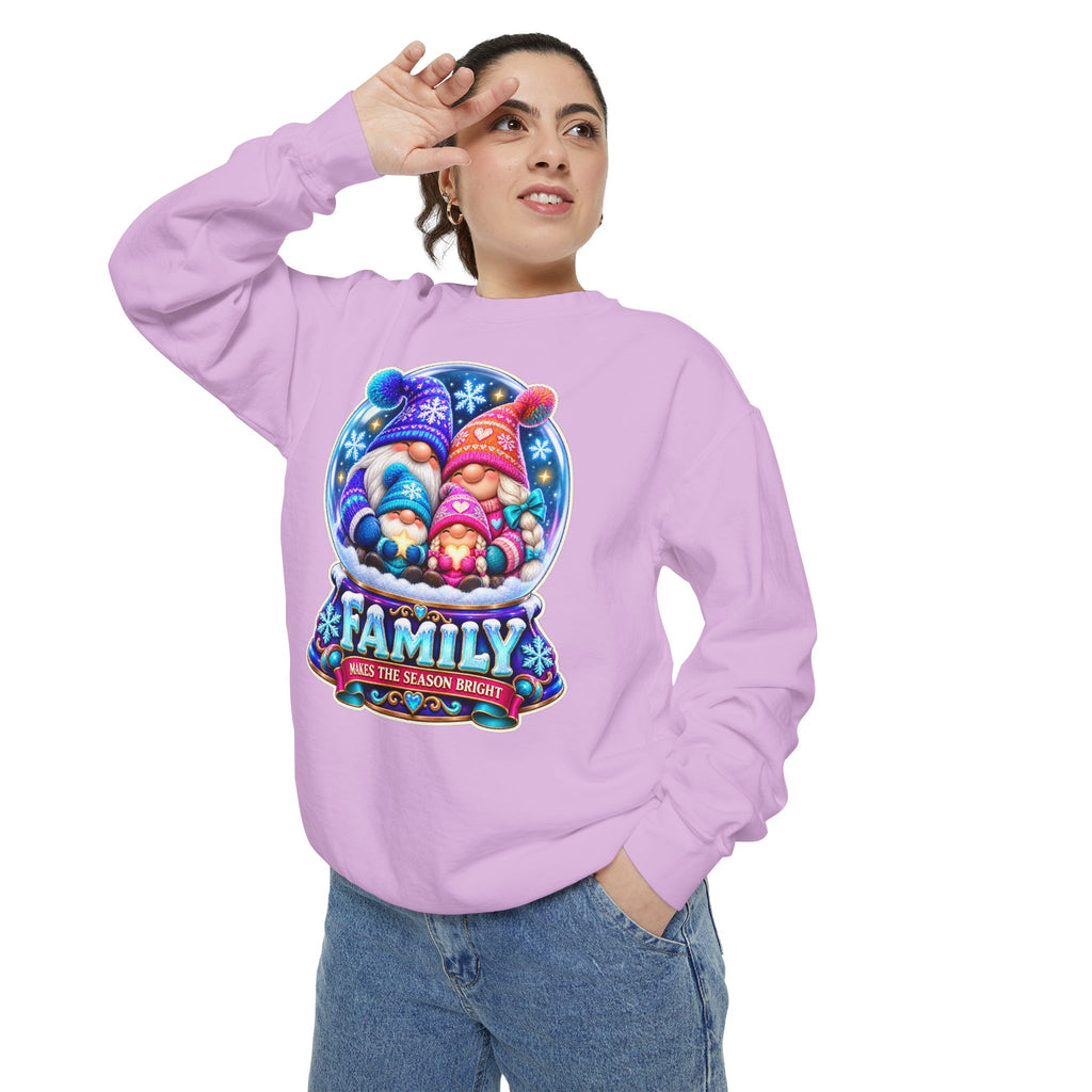 Family Gnome Christmas Sweatshirt "Family Makes the Season Bright"
