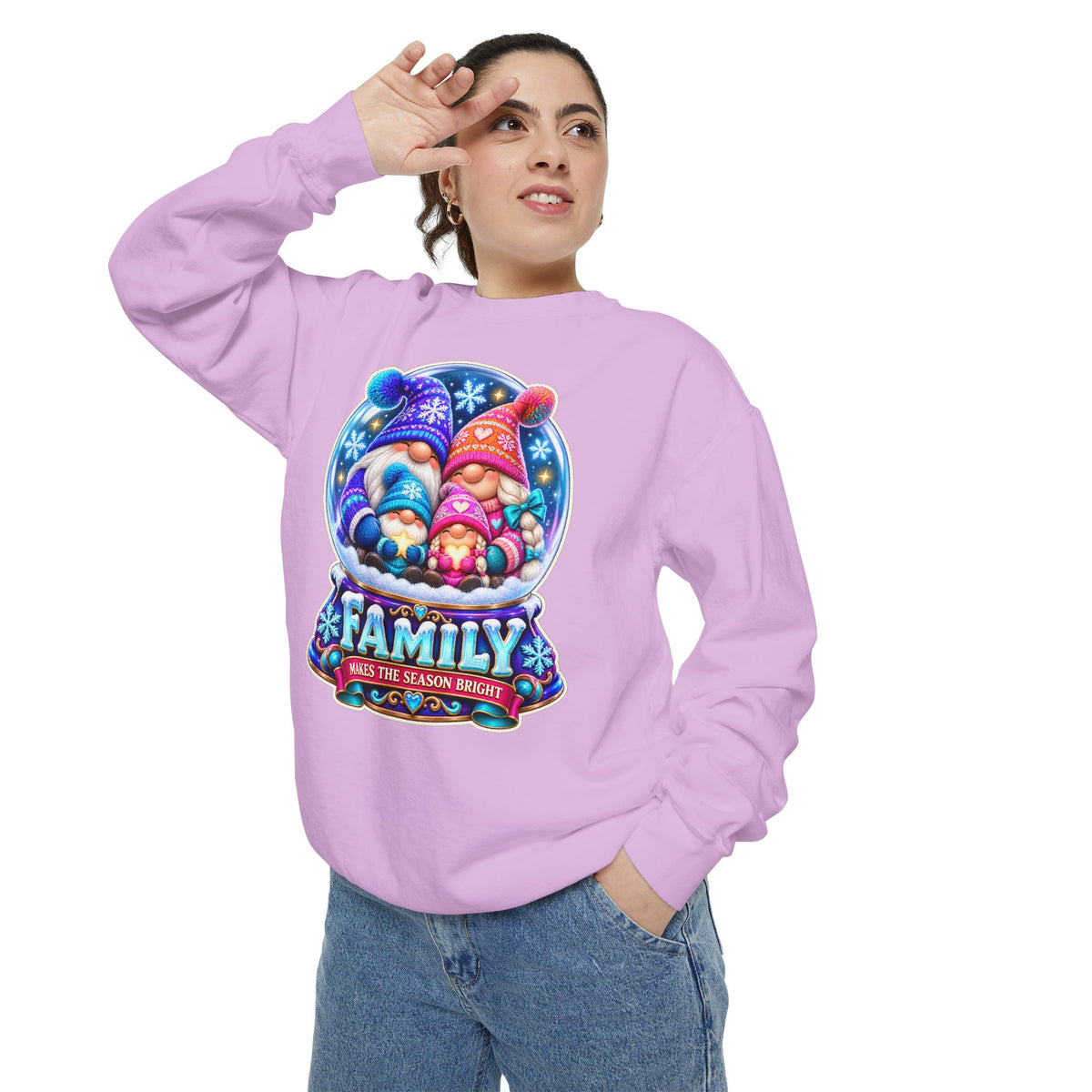 Family Gnome Christmas Sweatshirt "Family Makes the Season Bright"