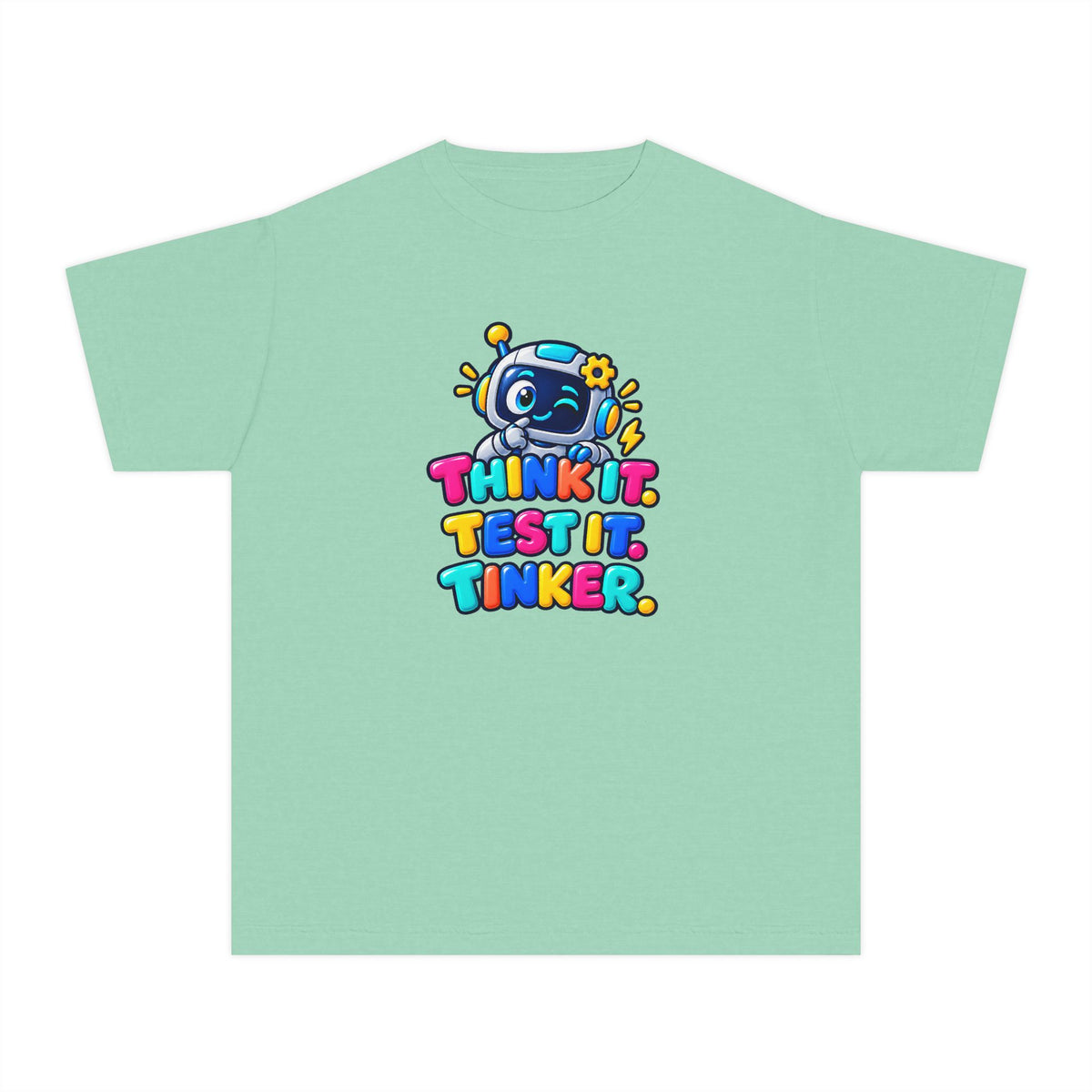 🤖 Think It. Test It. Tinker." Robot STEM Graphic Kids Tee