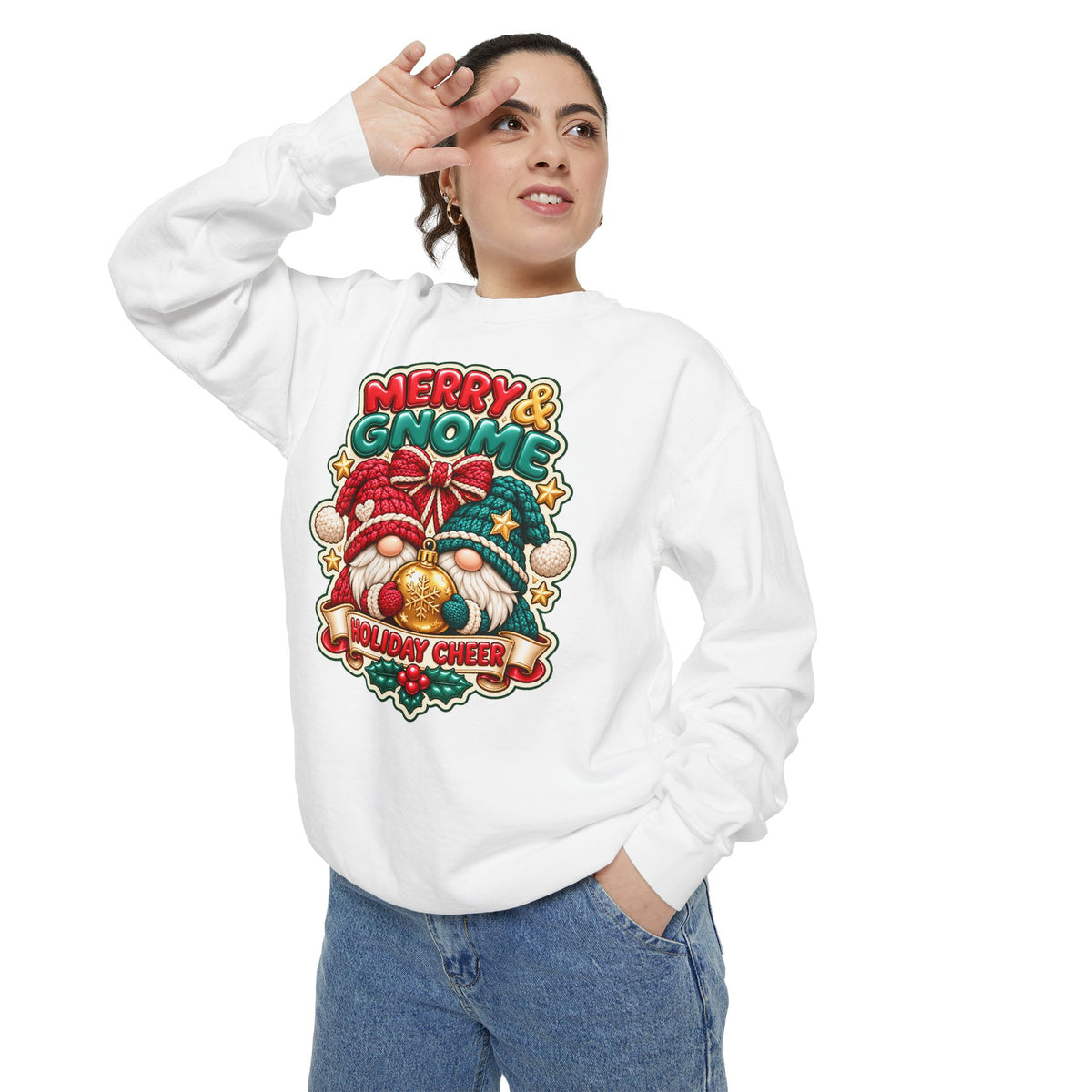 Merry and Gnome Holiday Cheer Sweatshirt — Cute Christmas Design