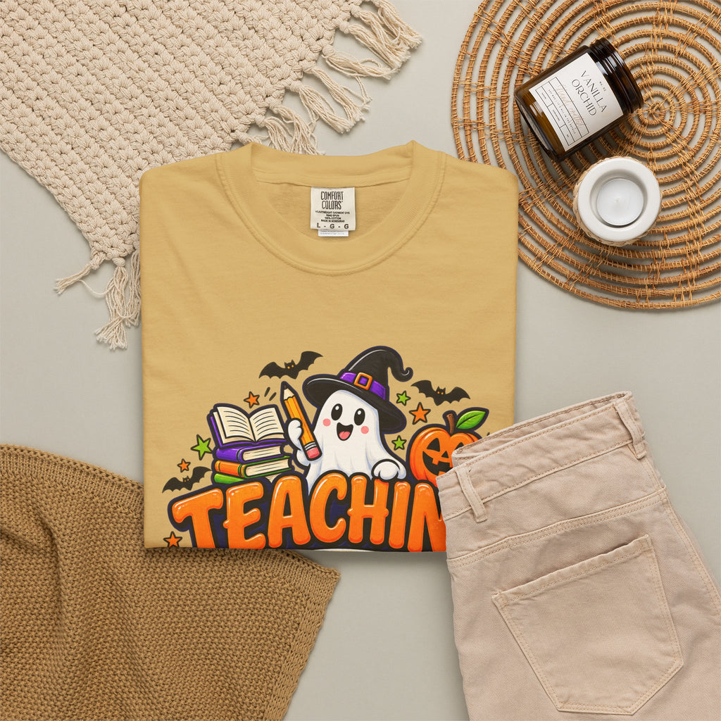 Teaching Is a Treat Halloween T-Shirt — Cute Ghost & Pumpkin Teacher Tee