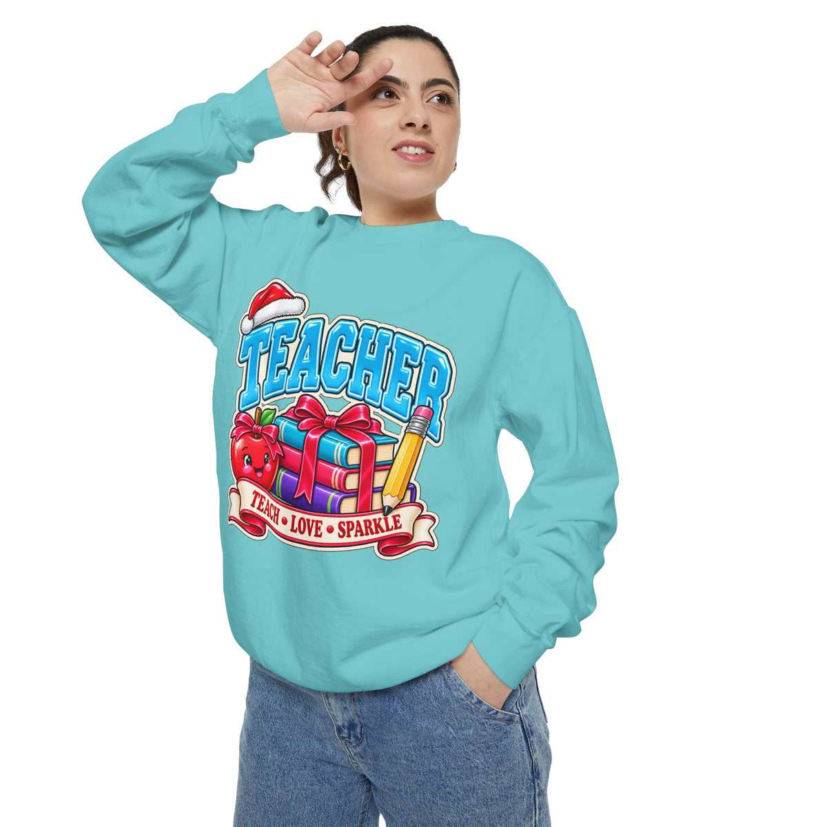 Teach • Love • Sparkle Christmas Teacher Sweatshirt
