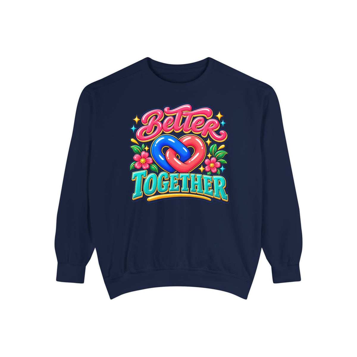 Better Together Heart Sweatshirt — Yellow & Aqua