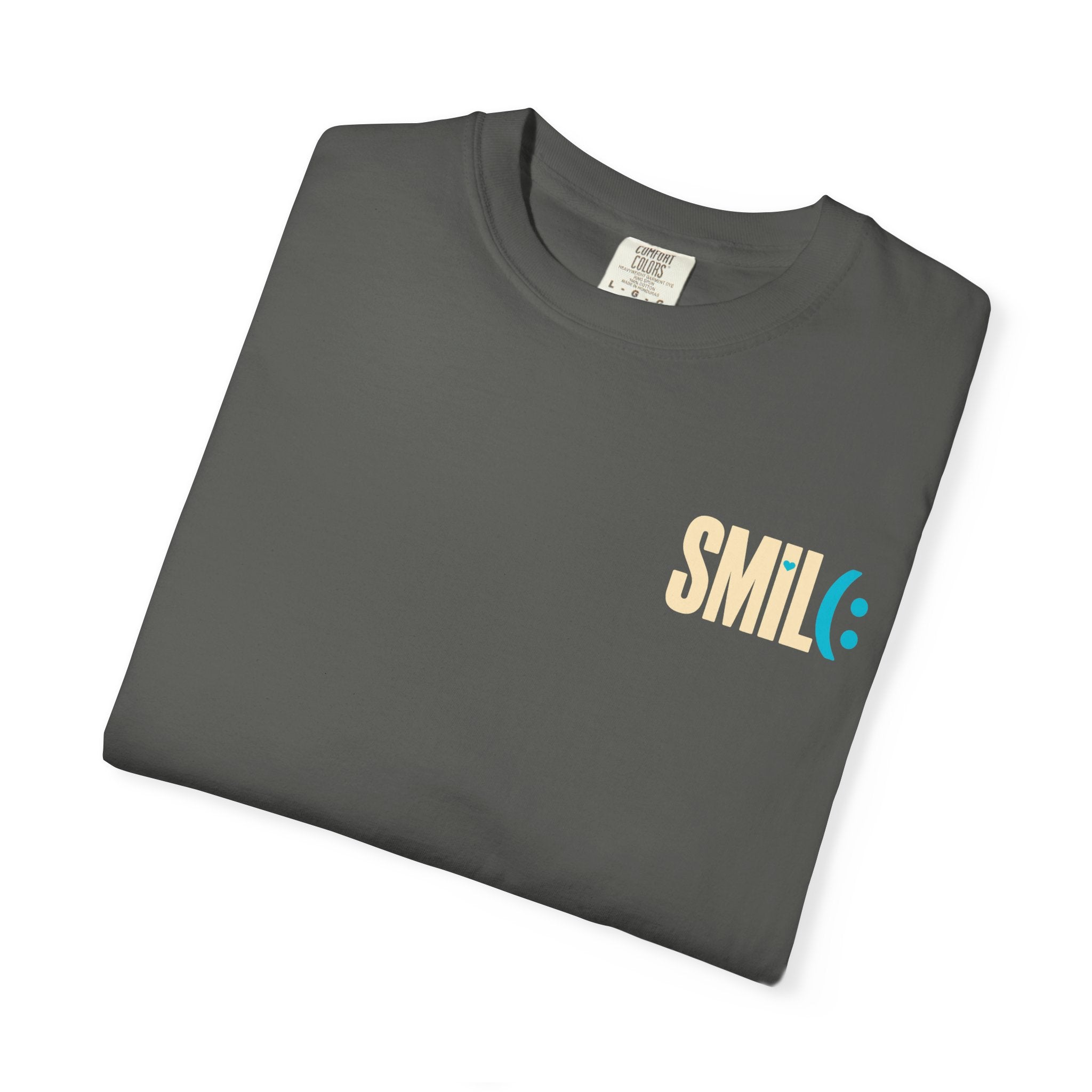 SMIL(: IT’S FREE. Charcoal & Plum Front-and-Back Tee