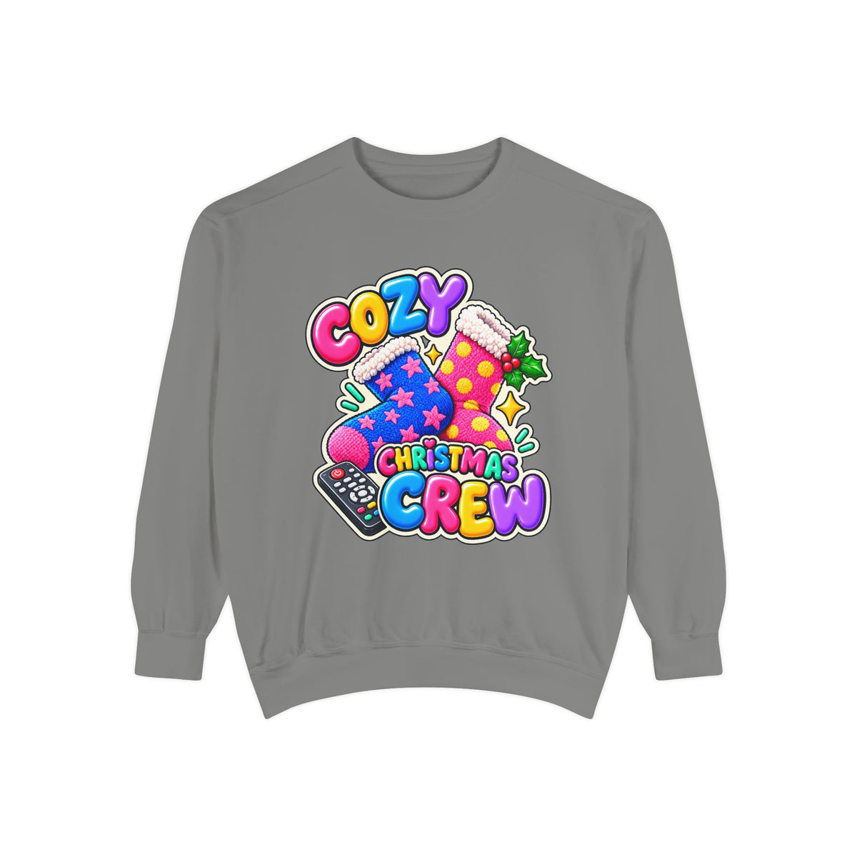 Cozy Christmas Crew Crewneck Sweatshirt 🧦🎄📺