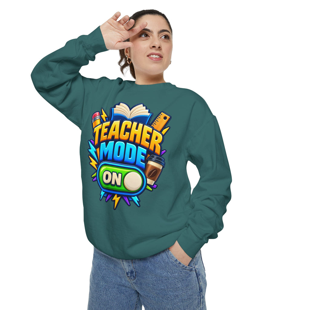 Teacher Mode On Sweatshirt 📚☕ | Funny Teacher Crewneck