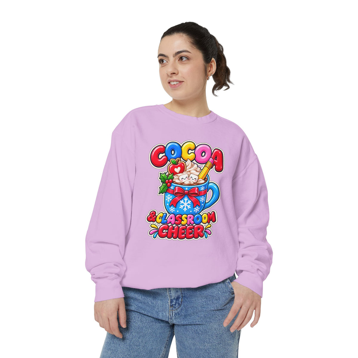 Cocoa and Classroom Cheer Christmas Sweatshirt ☕🍎❄️