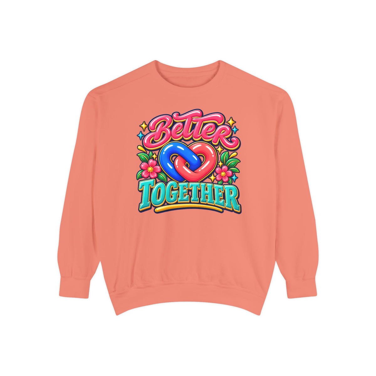 Better Together Heart Sweatshirt — Yellow & Aqua