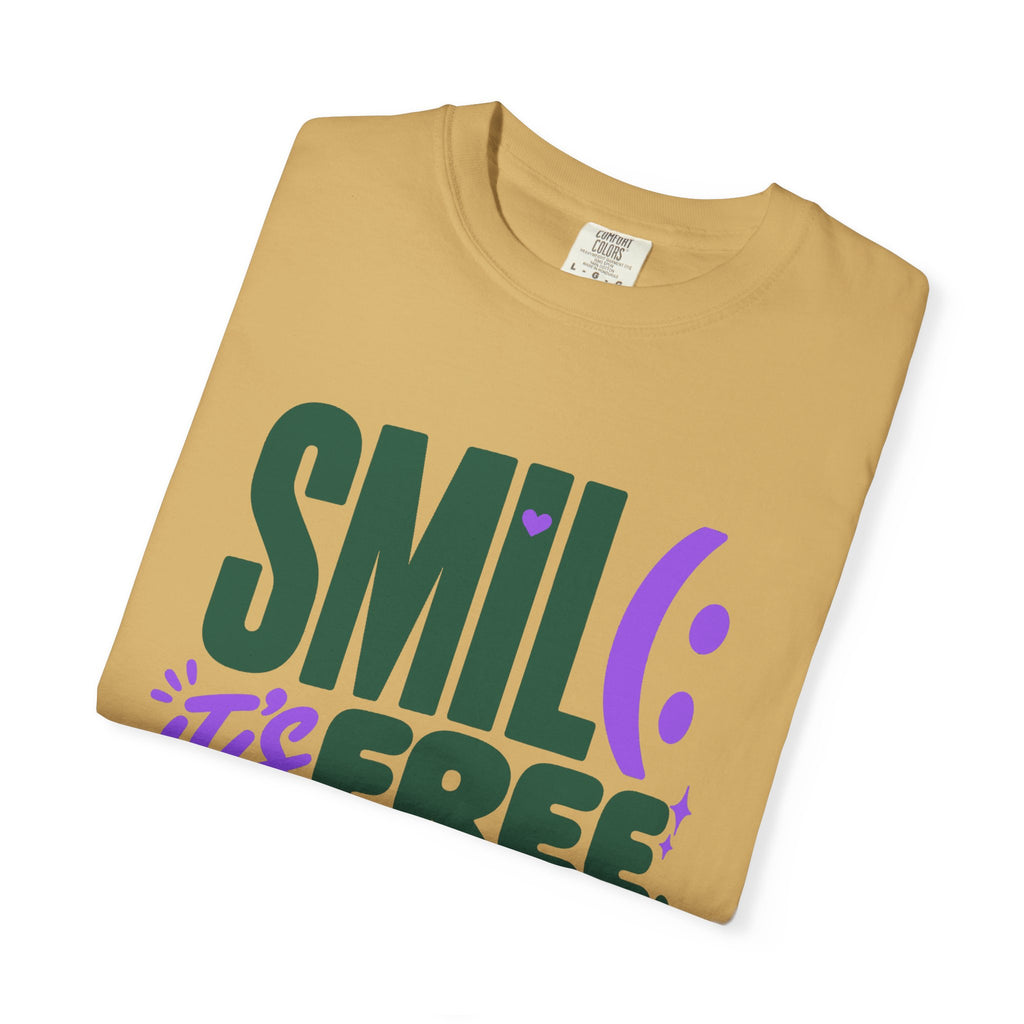 SMIL(: IT’S FREE. Forest Green & Purple Garment-Dyed Graphic Tee