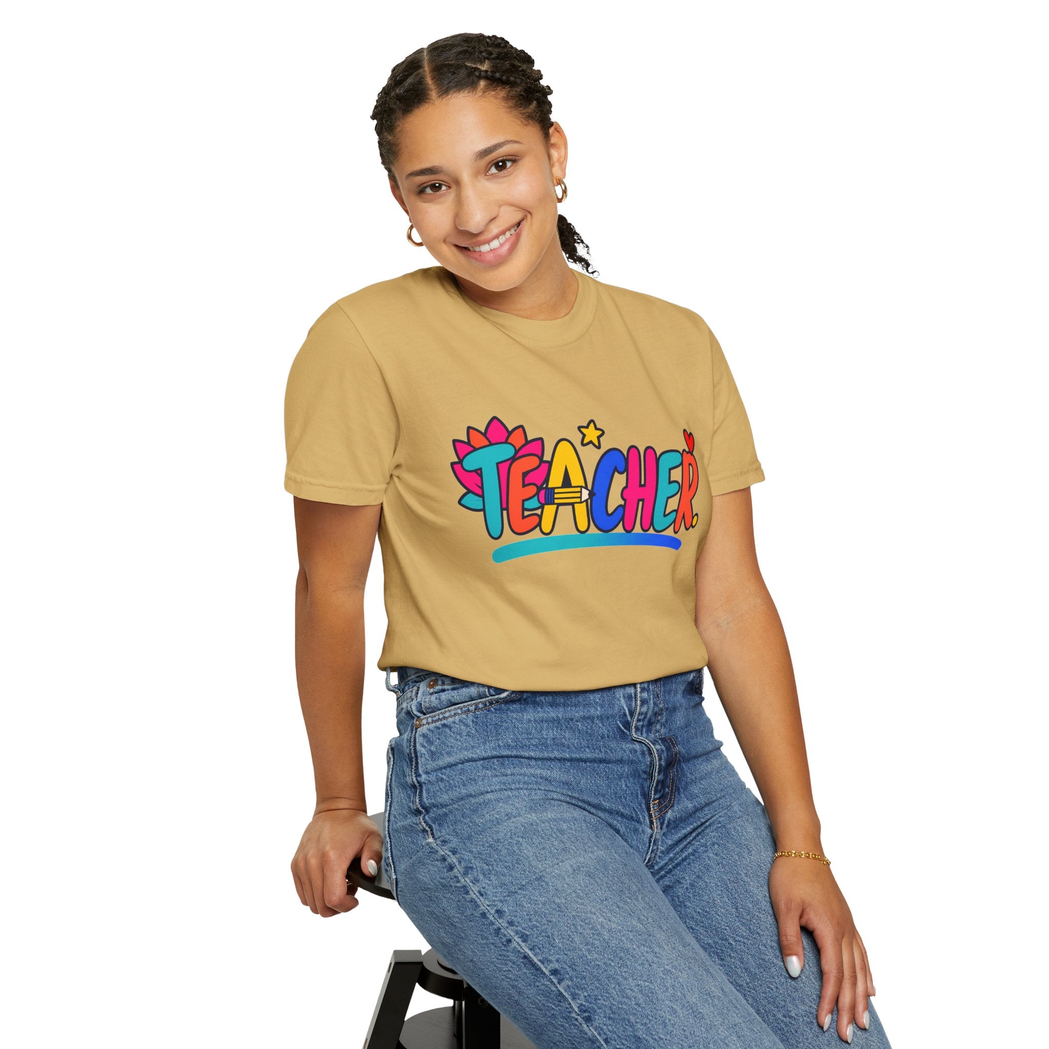 Colorful Teacher Comfort Colors® Heavyweight Tee 🍎✏️