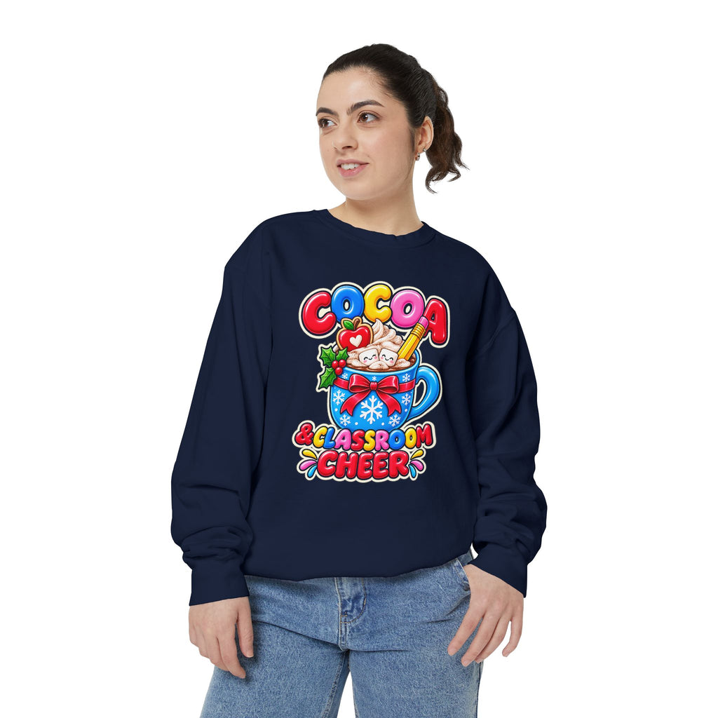 Cocoa and Classroom Cheer Christmas Sweatshirt ☕🍎❄️