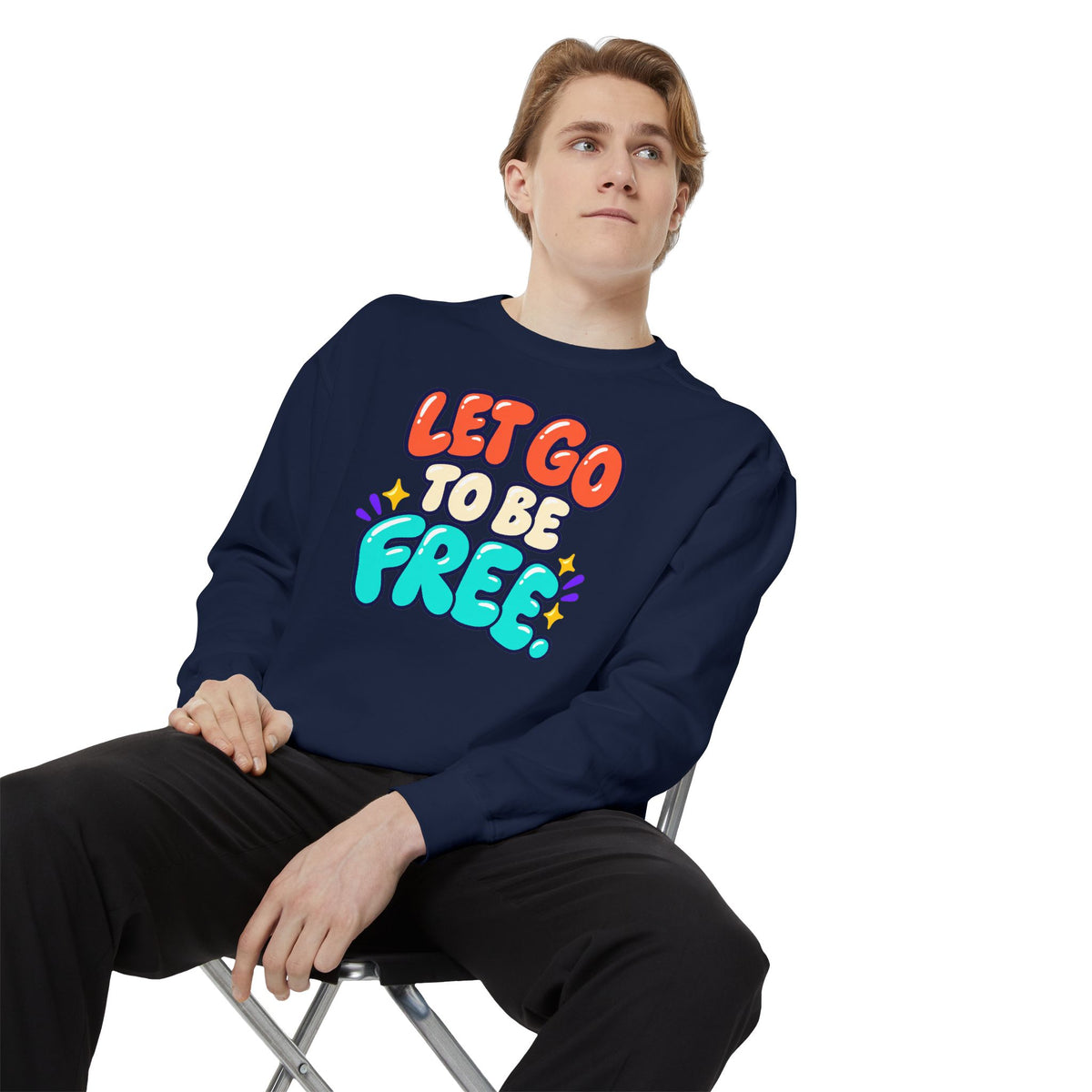 Let Go to Be Free Relaxed-Fit Sweatshirt — Lavender & Gray