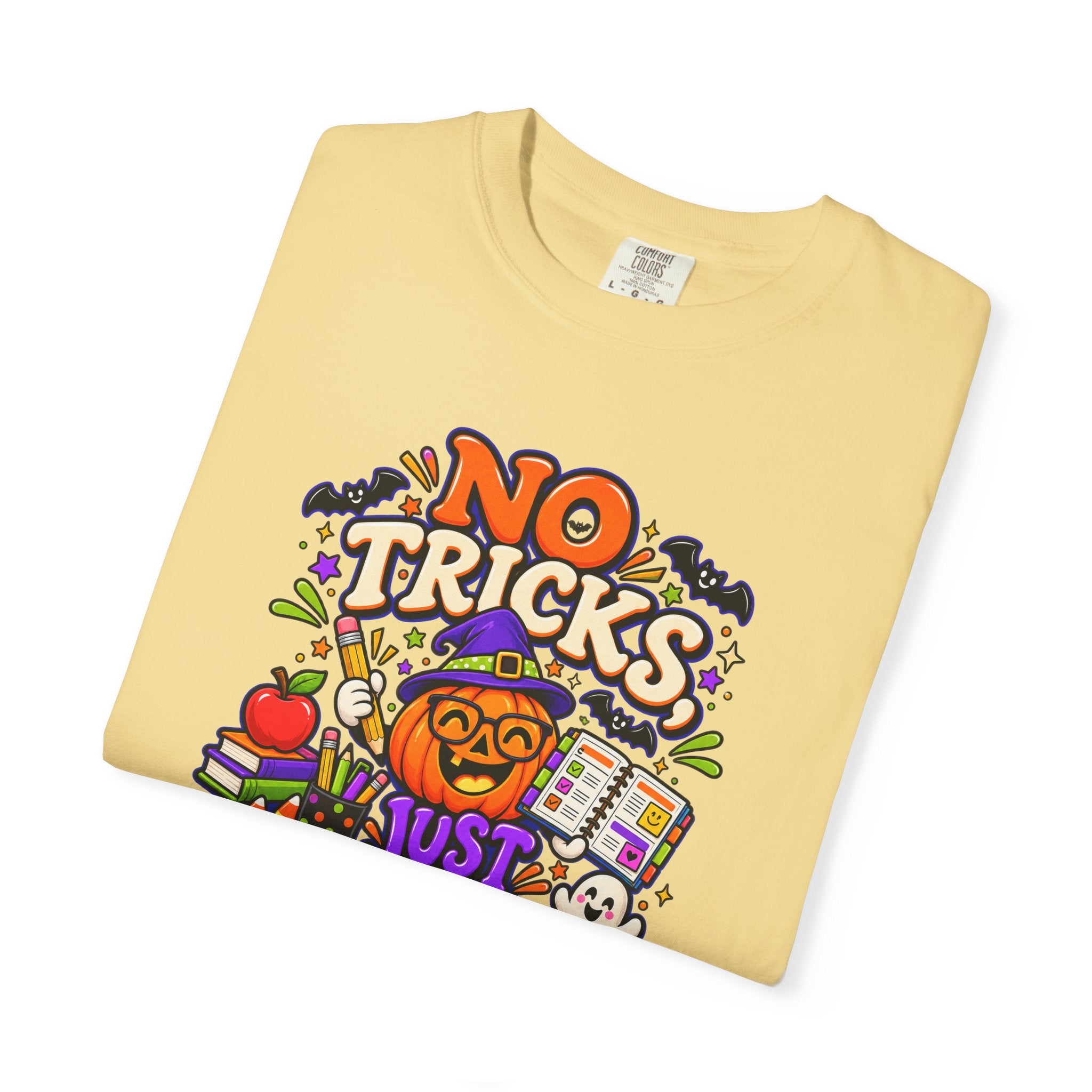 Halloween Teacher T-Shirt - "No Tricks, Just Lesson Plans"