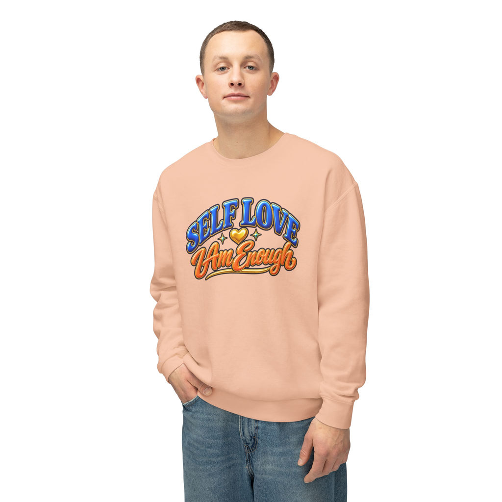 Self Love "I Am Enough" Crewneck Sweatshirt — Retro Positive Message Pullover