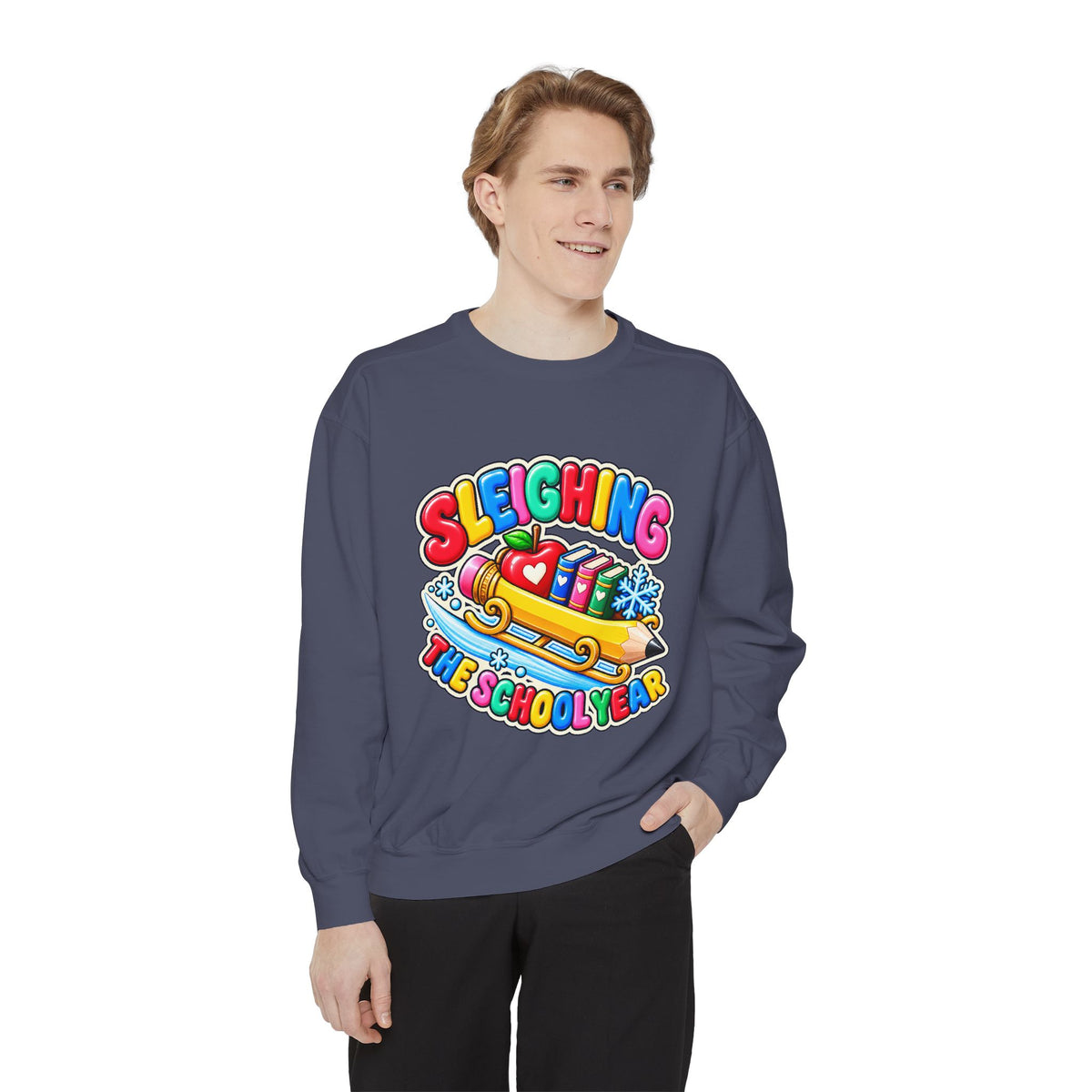 Sleighing the School Year Christmas Sweatshirt 📚🍎❄️