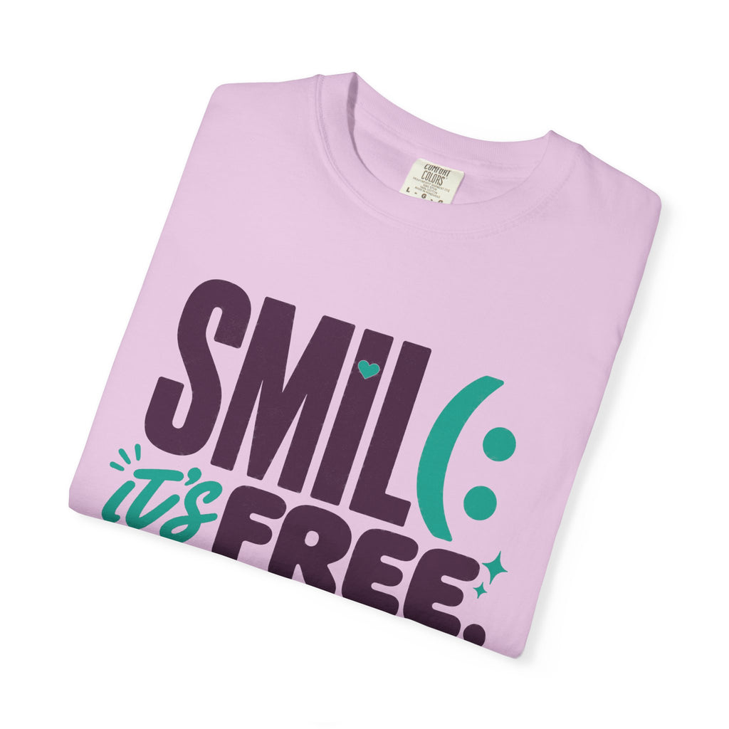 SMIL(: IT’S FREE. Plum & Teal Garment-Dyed Graphic Tee