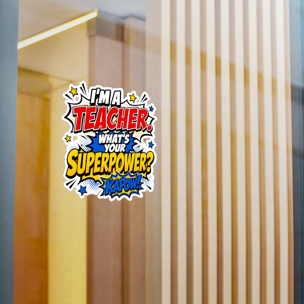 Teacher Superpower Retro Comic Book Die-Cut Decal Vinyl Sticker