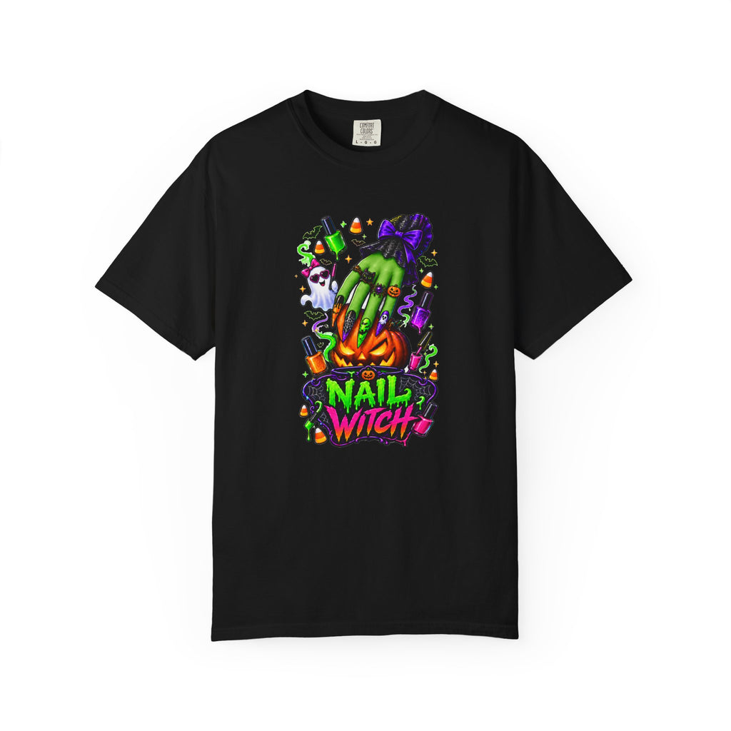 Nail Witch Halloween Tee – Adult Unisex Nail Tech & Beauty Salon Shirt