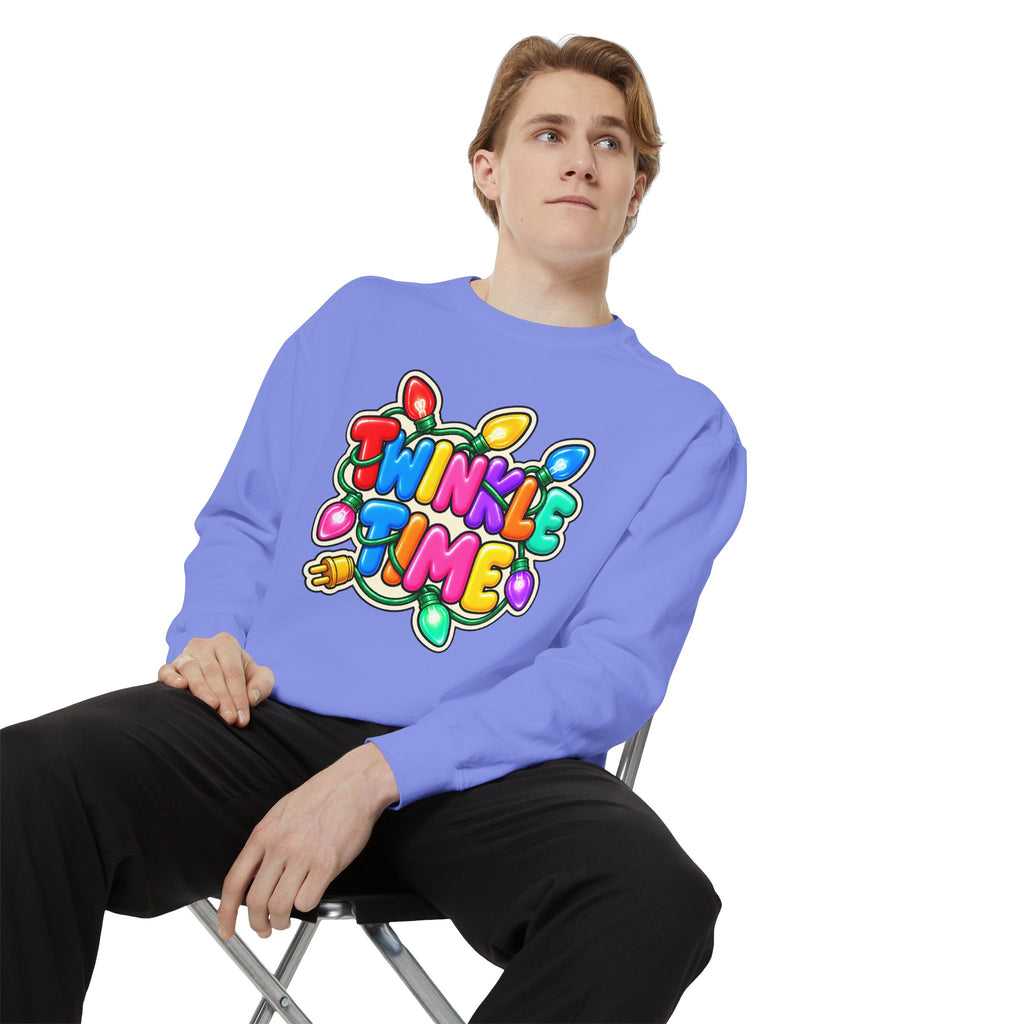 Twinkle Time Christmas - Colorful Holiday Light Graphic  Sweatshirt