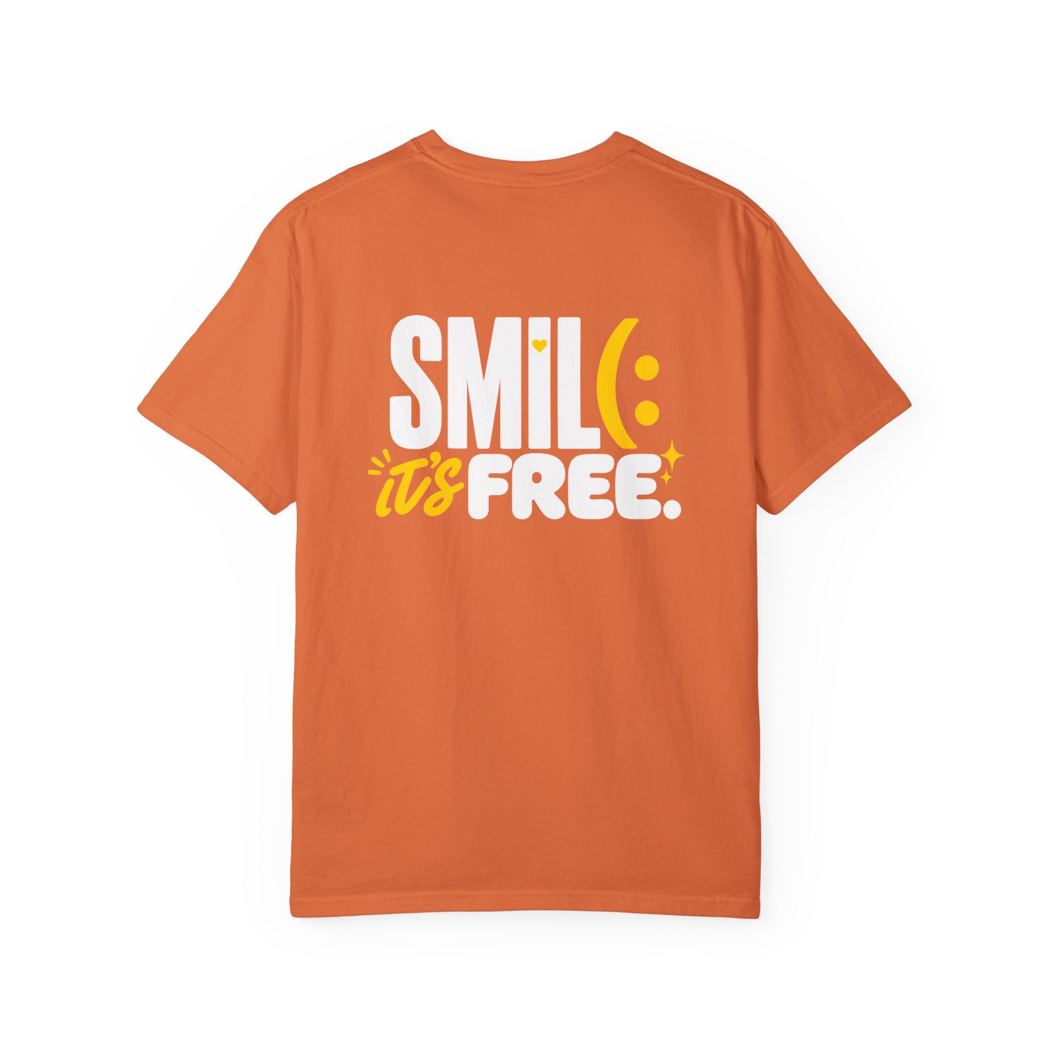 SMIL(: IT’S FREE. White & Yellow Front-and-Back Garment-Dyed Tee