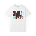 SMIL(: IT’S FREE. Brown & Bright Blue Garment-Dyed Graphic Tee