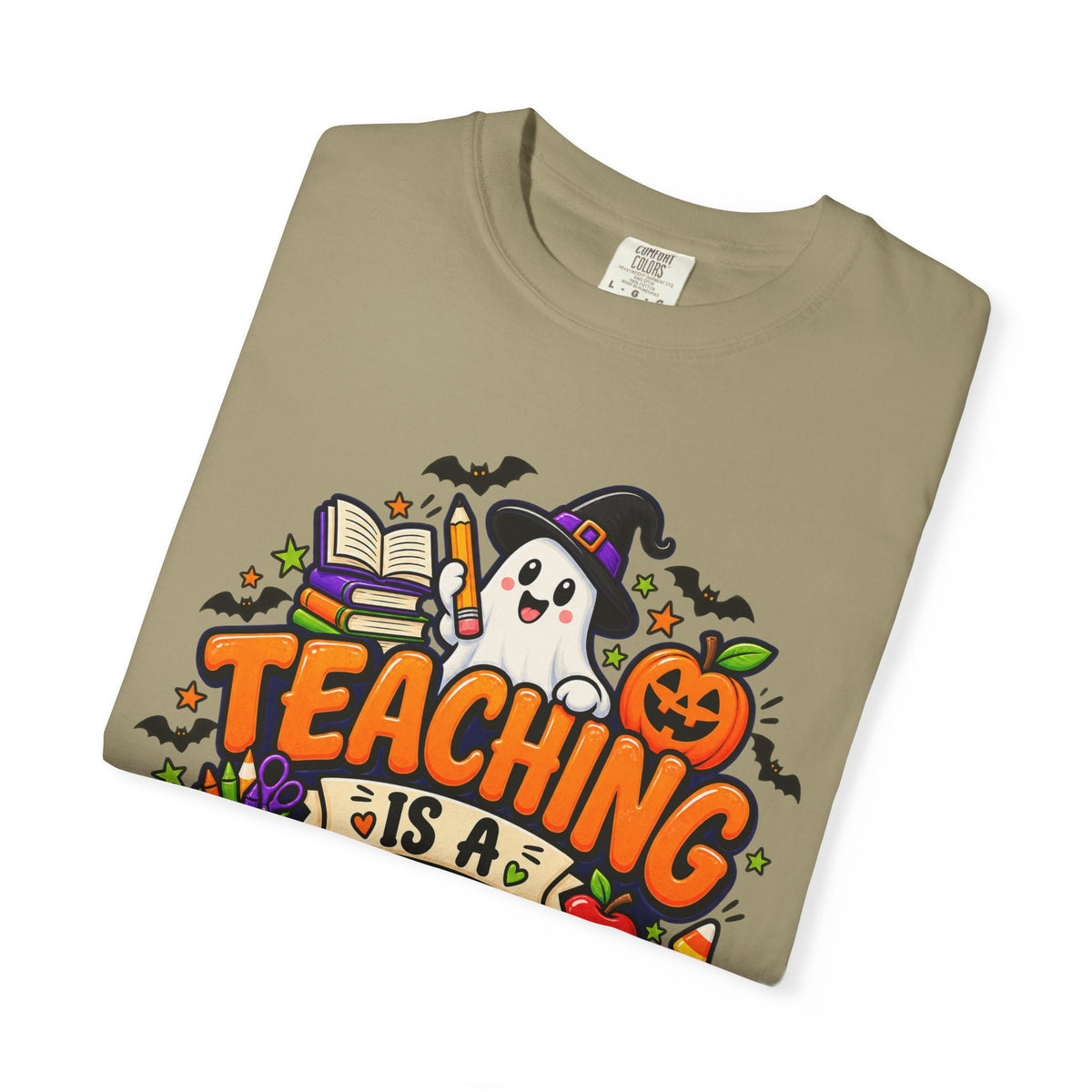 Teaching Is a Treat Halloween T-Shirt — Cute Ghost & Pumpkin Teacher Tee