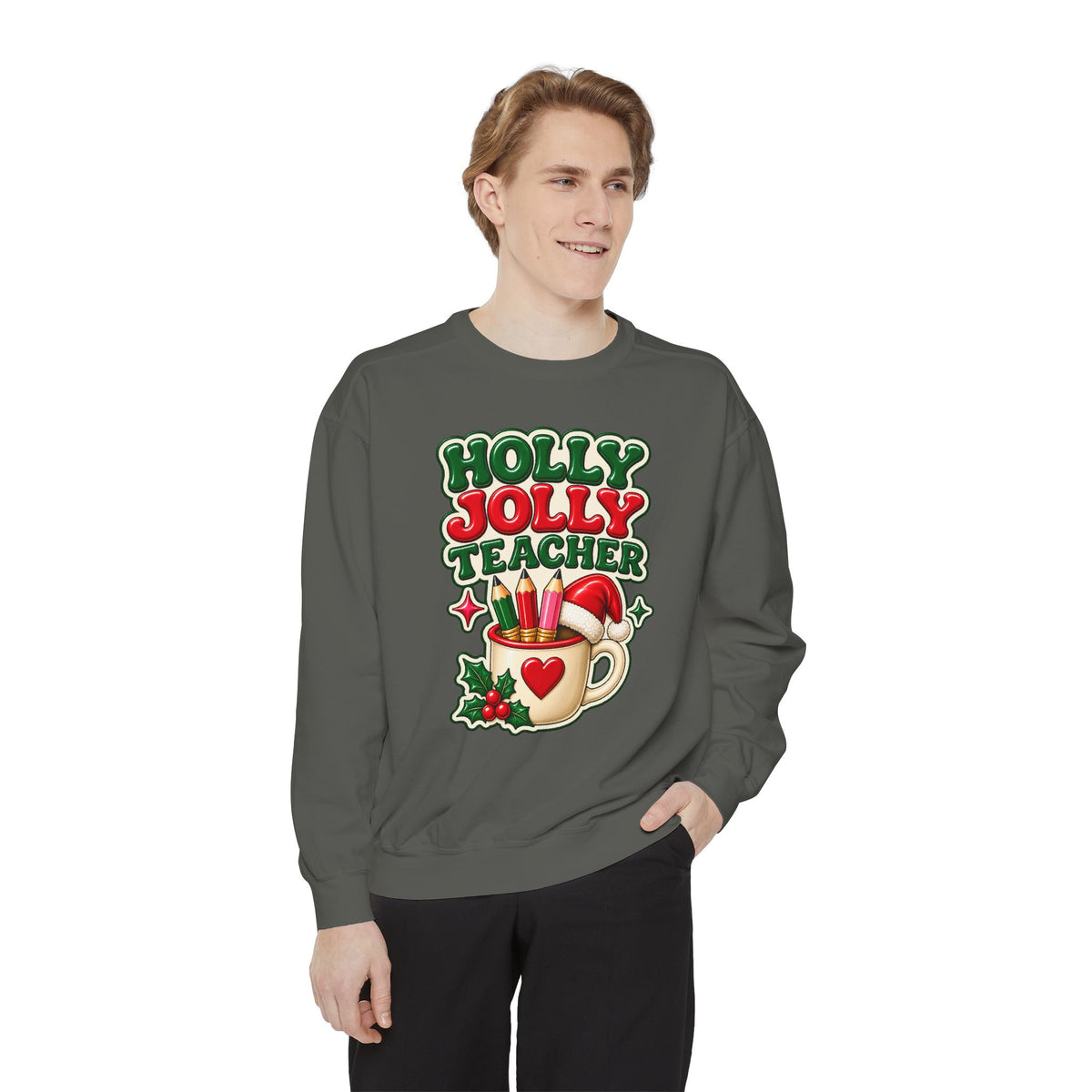 Holly Jolly Teacher Sweatshirt – Christmas Mug Holiday Teacher Gift