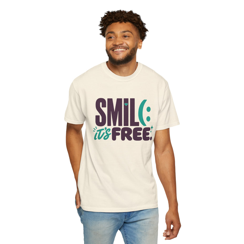 SMIL(: IT’S FREE. Plum & Teal Garment-Dyed Graphic Tee