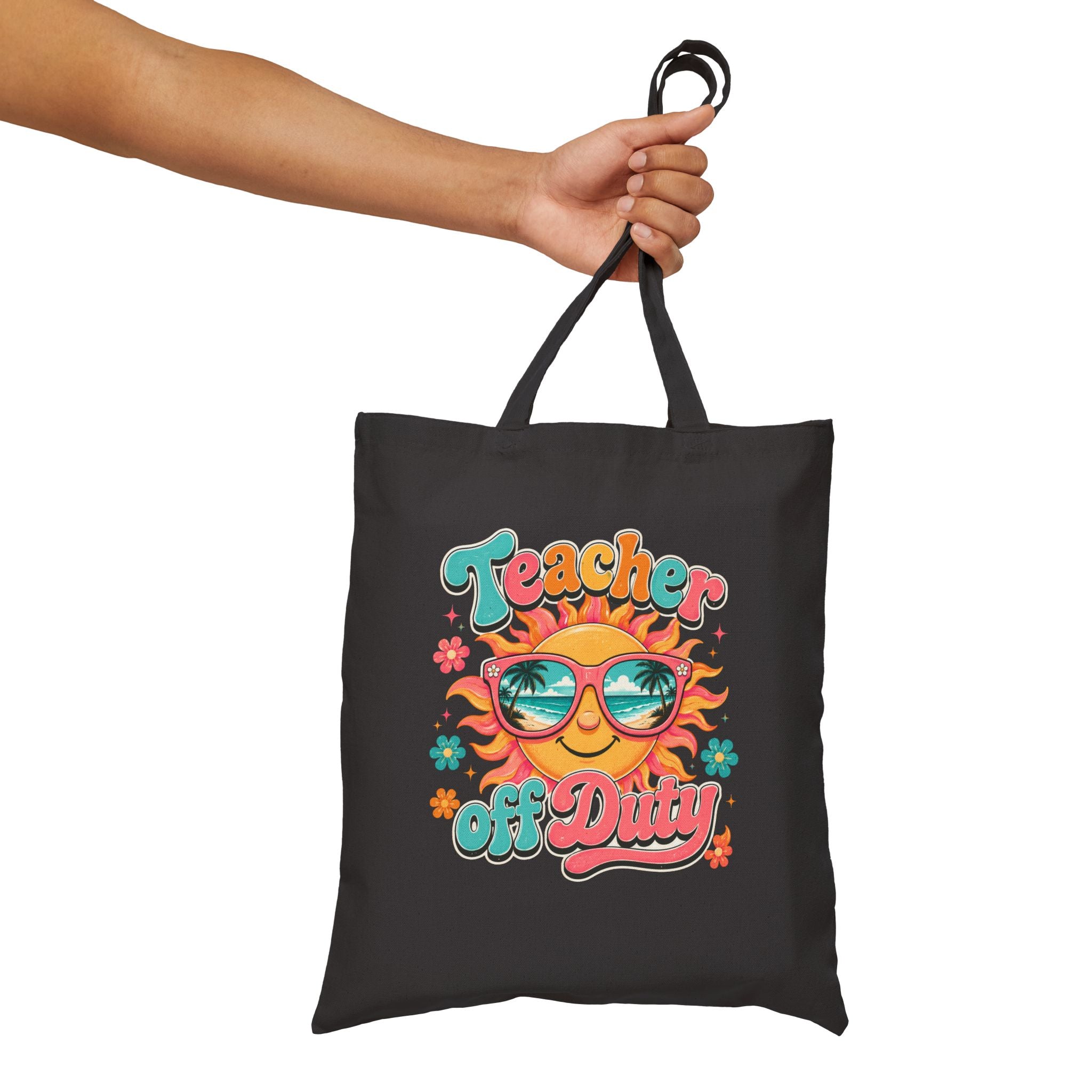 Teacher Off Duty Retro Sun Beach - Tote Bag (Teacher Gift, End of School)
