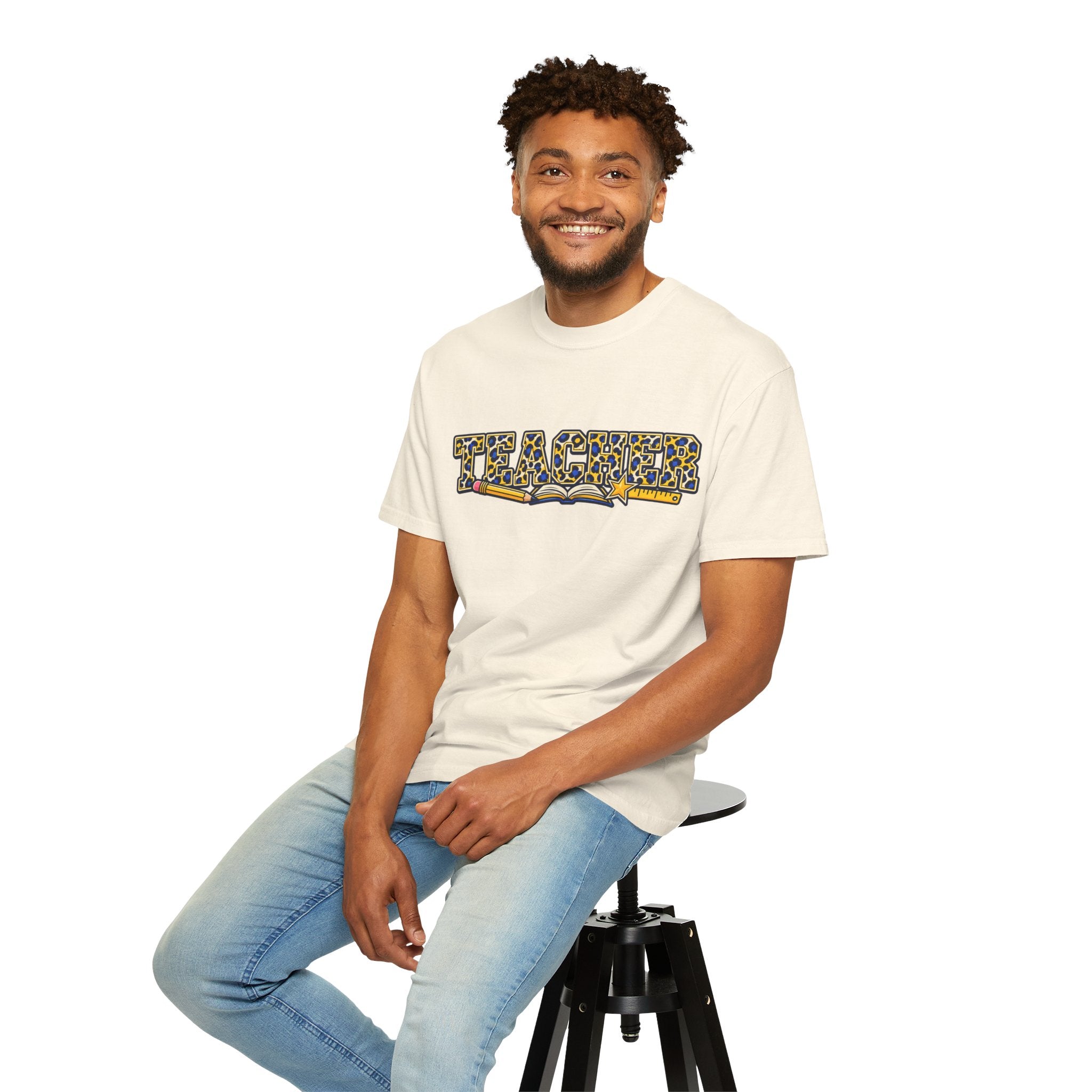 Leopard Print Teacher Comfort Colors® Heavyweight Tee 🍎✏️