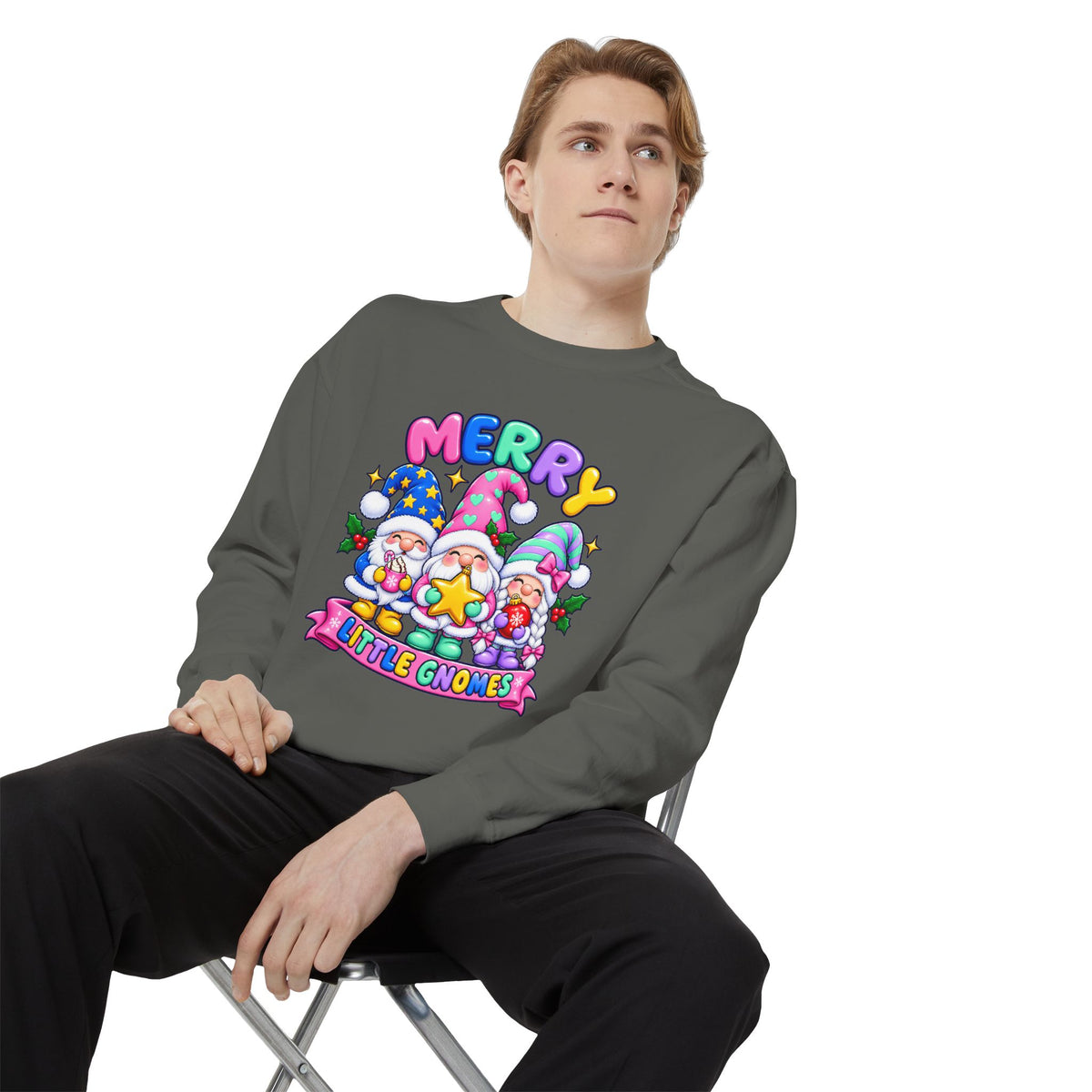 Merry Little Gnomes Sweatshirt Cute Christmas Holiday Crewneck