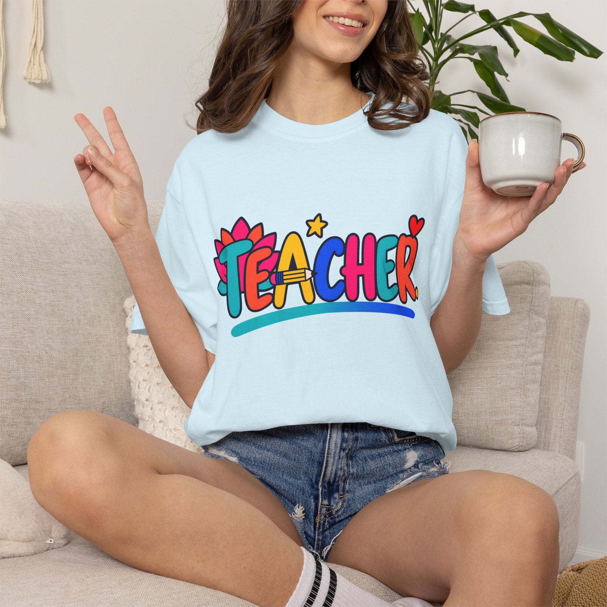 Colorful Teacher Comfort Colors® Heavyweight Tee 🍎✏️