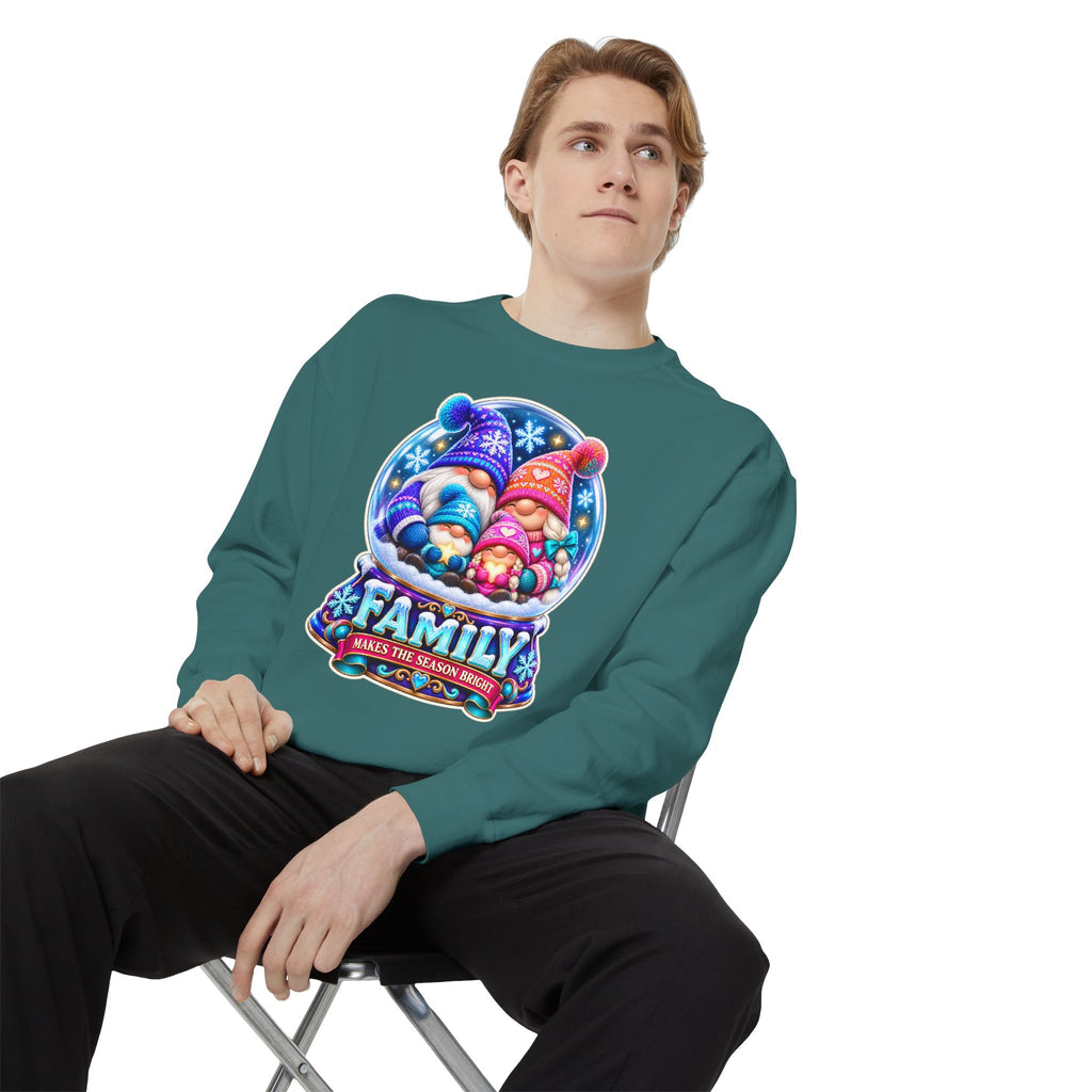 Family Gnome Christmas Sweatshirt "Family Makes the Season Bright"