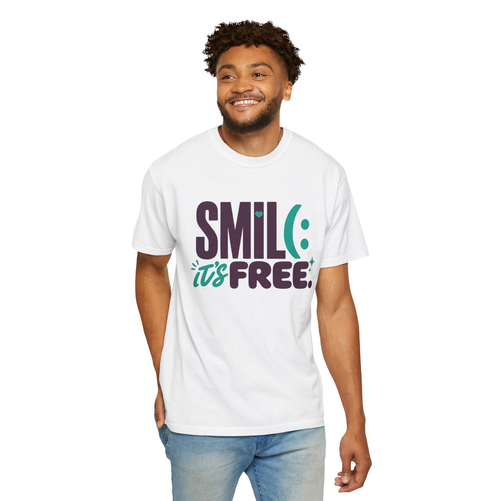 SMIL(: IT’S FREE. Plum & Teal Garment-Dyed Graphic Tee