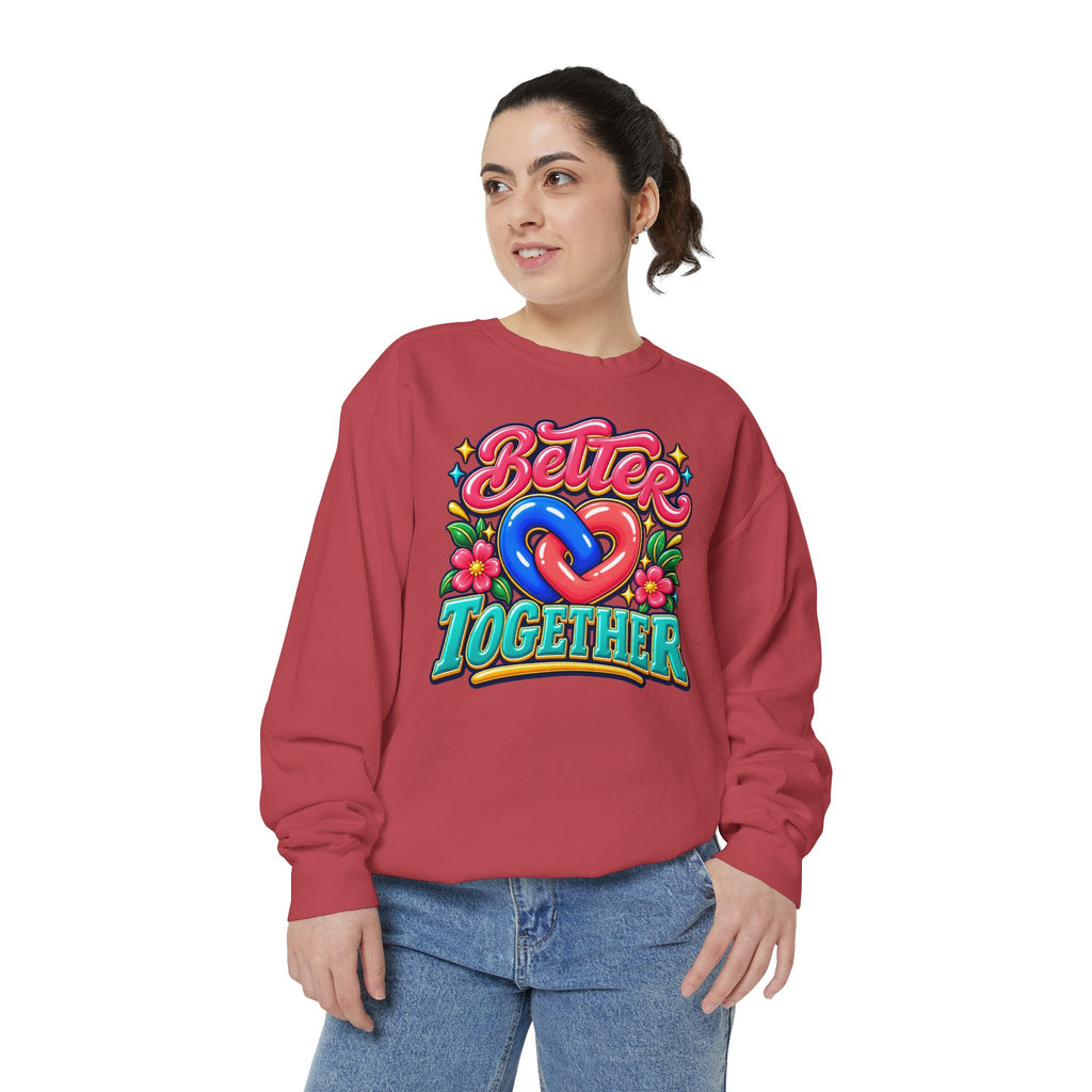 Better Together Heart Sweatshirt — Yellow & Aqua