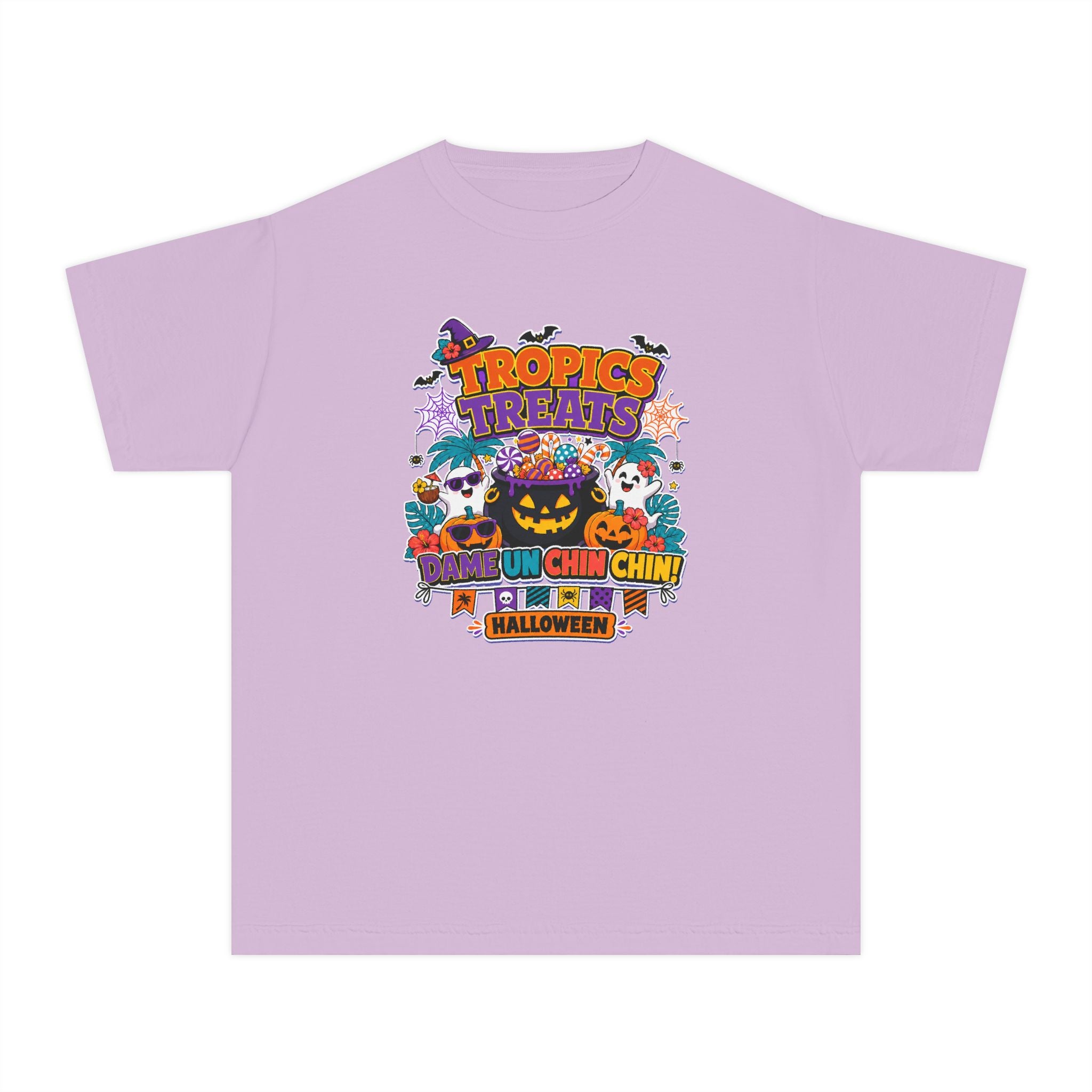 Tropics Treats Youth Halloween Retro Tee 🌴🎃