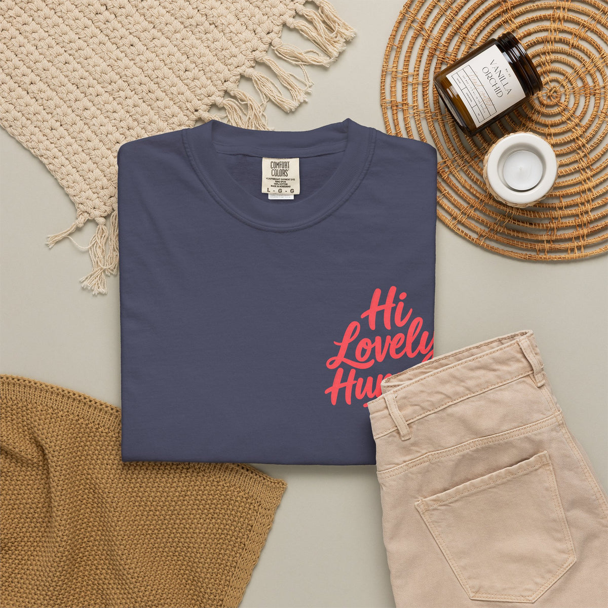 Hi Lovely Human Navy Garment-Dyed Comfort Colors® T-Shirt