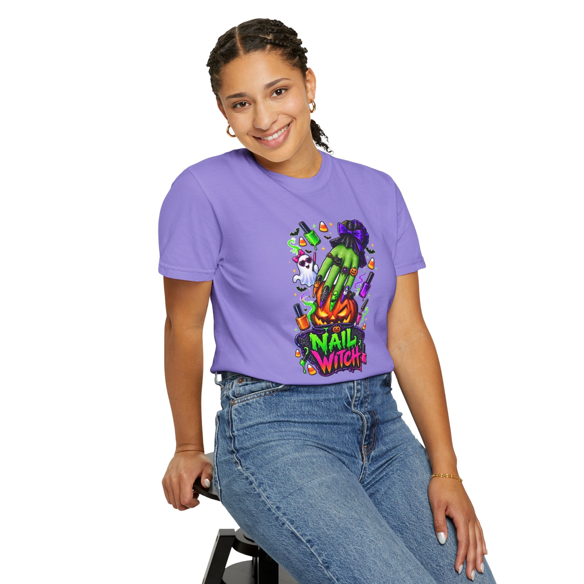 Nail Witch Halloween Tee – Adult Unisex Nail Tech & Beauty Salon Shirt