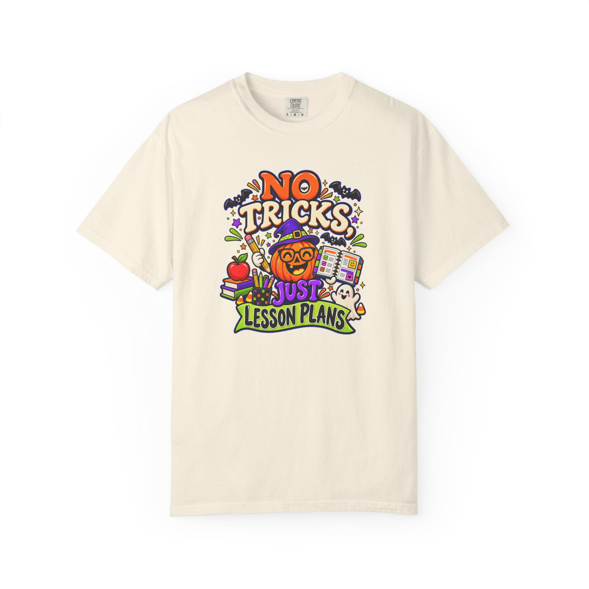Halloween Teacher T-Shirt - "No Tricks, Just Lesson Plans"
