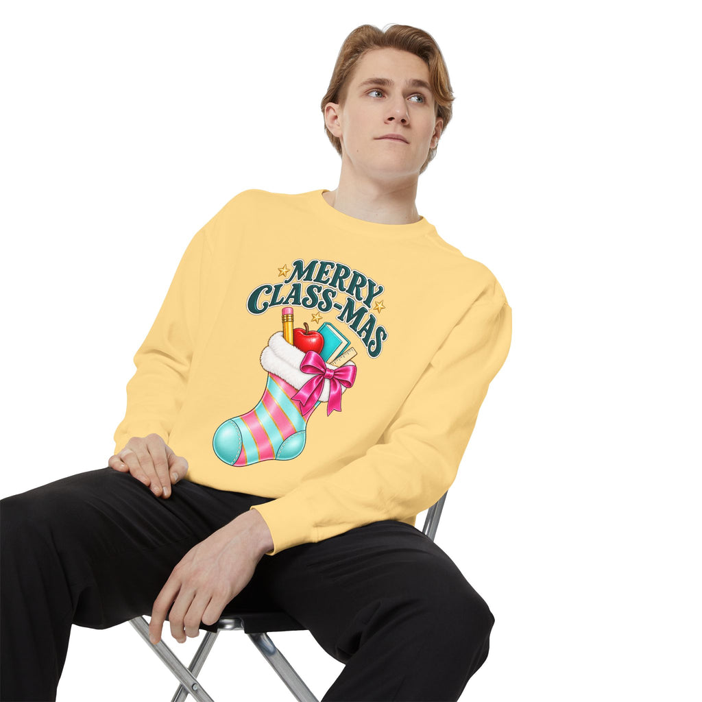 Merry Class-mas Sweatshirt — Christmas Teacher Holiday Stocking Crewneck