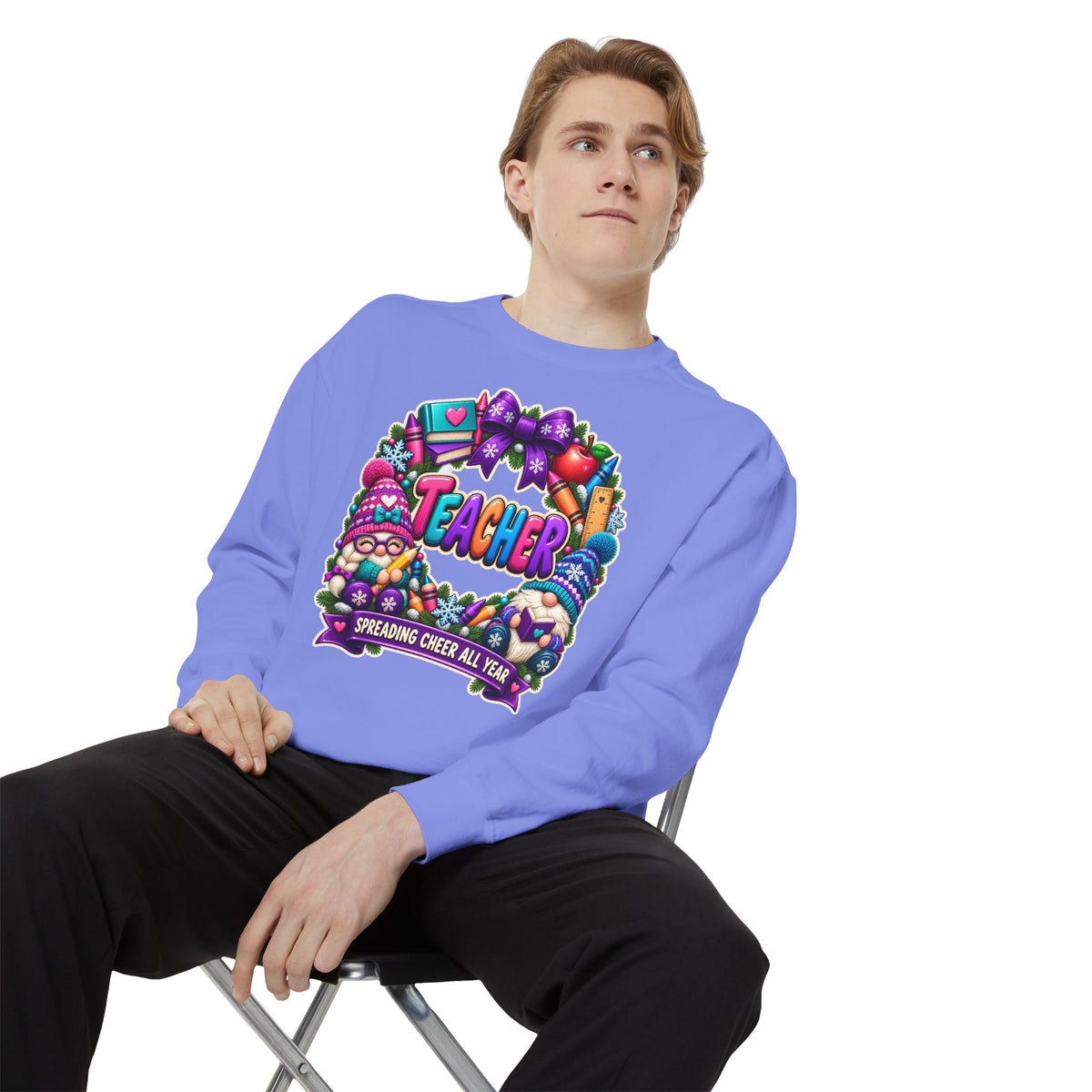 Teacher Spreading Gnomes Cheer All Year Christmas Sweatshirt